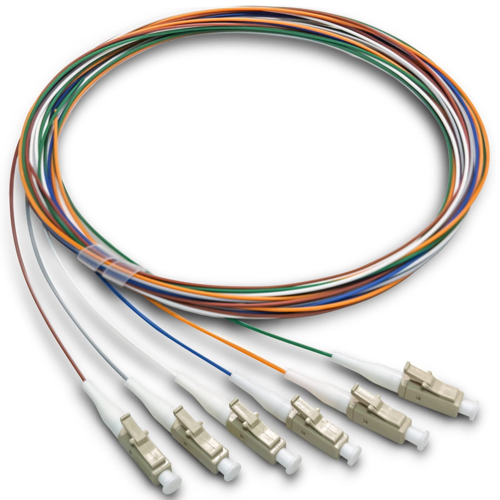 6 Strand Multimode OM3 50/125 LCUPC Fiber Pigtail 1.5 Meters LCOM3 Optic