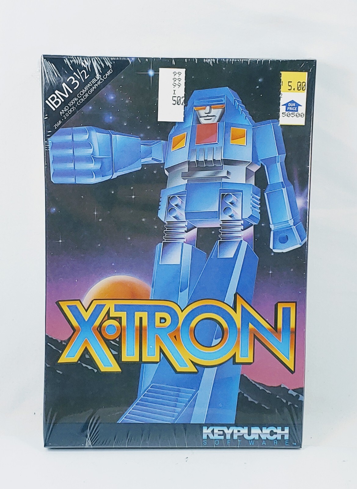 X-tron Game Big Box PC 3 1/2" IBM Go Bots Style sealed New 1987 Vintage Keypunch