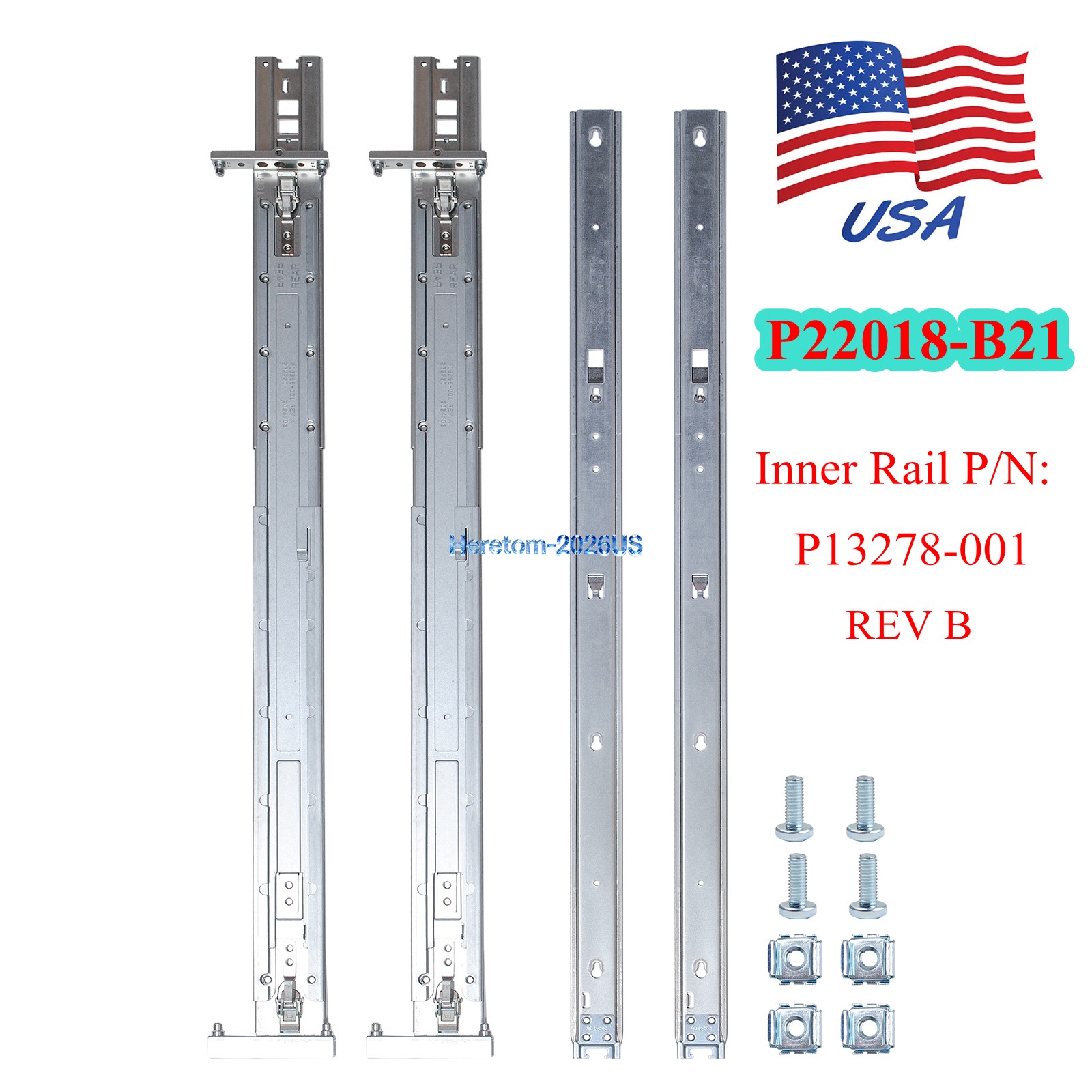 P22018-B21 2U SFF Rail Kit For HPE DL380 DL388 G10 Plus Gen10+ P13278-001 REV B