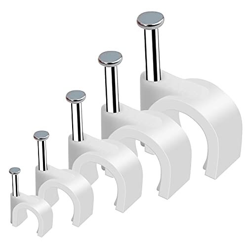 500-Pack Cable Clips with Steel Nail in Cable Clips White 4mm 5mm 6mm 8mm 10mm