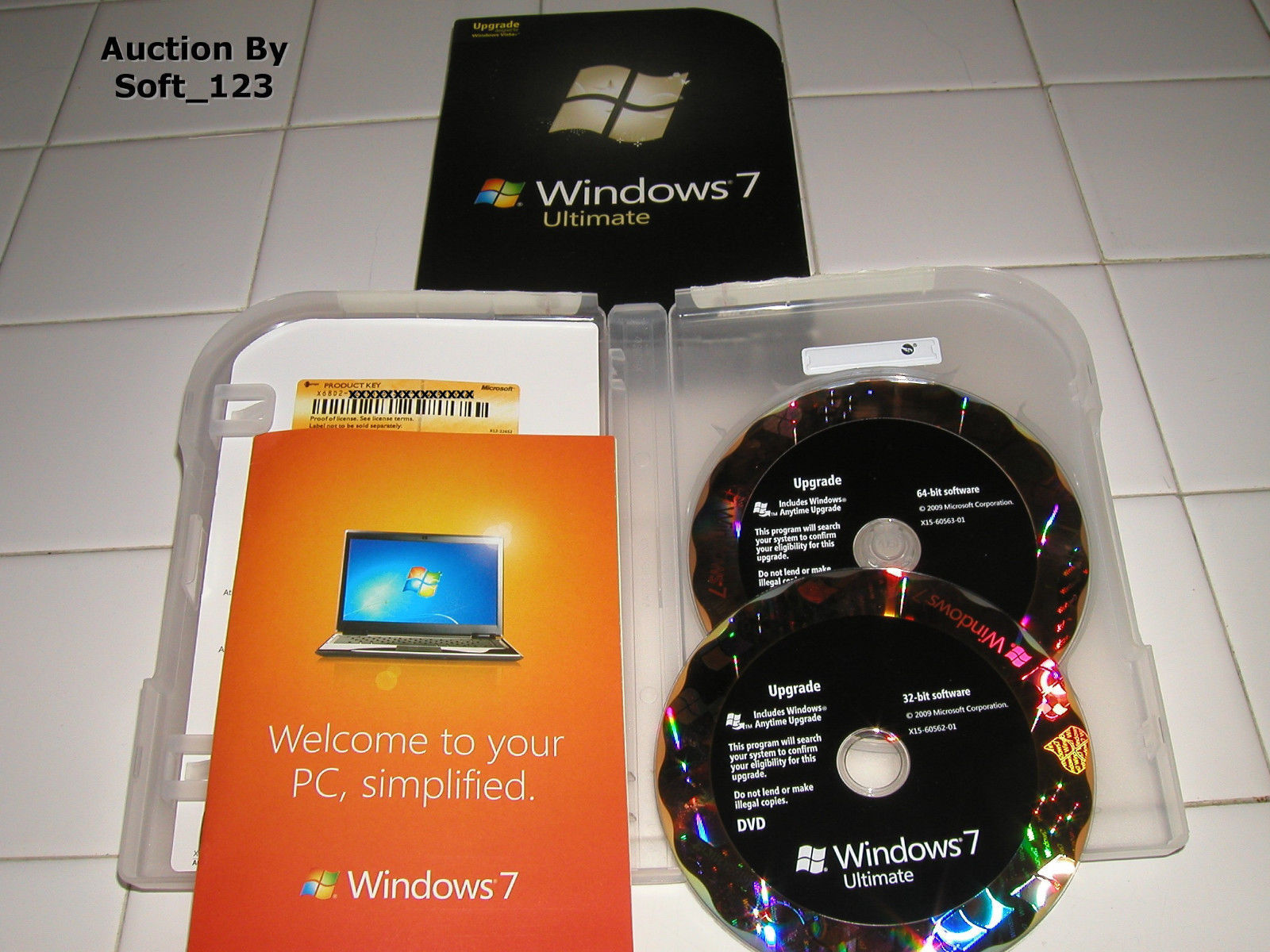 Microsoft Windows 7 Ultimate Upgrade 32 & 64 Bit DVD MS WIN PRO = RETAIL BOX=