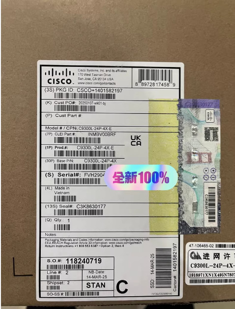 1PCS Cisco Gigabit Switch C9300L-24P-4X-E new via FedEx or DHL