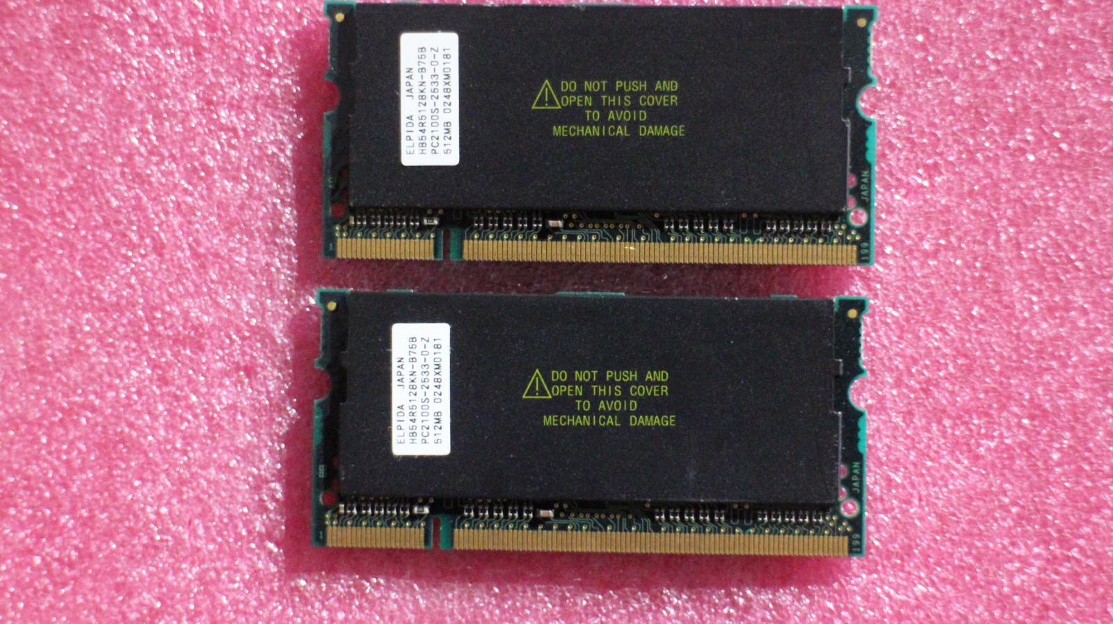 Lot 2x Elpida 512MB DDR PC2100 266MHz SODIMM HB54R5128KN-B75B 200-Pin (0181)