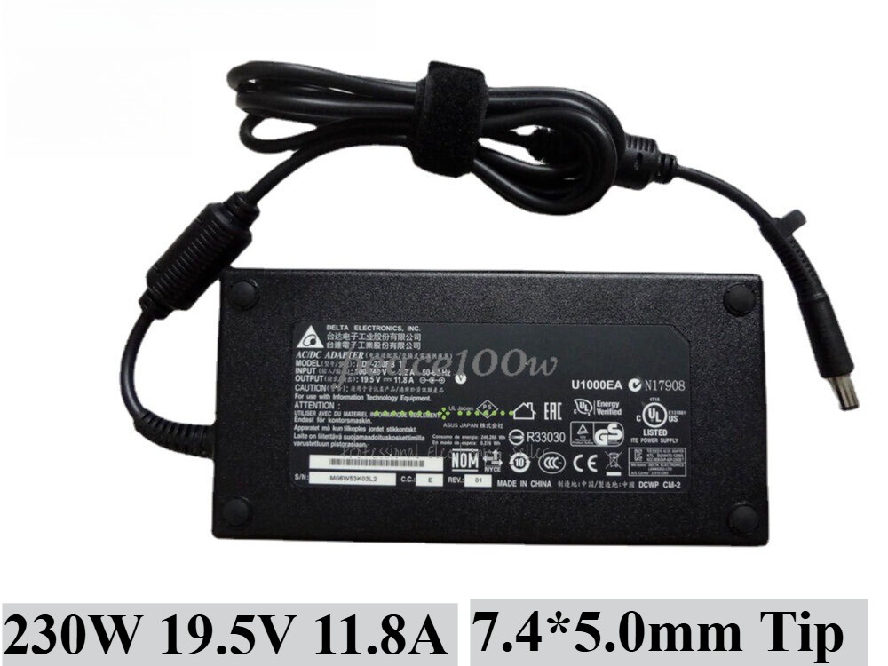 Delta 230W 19.5V 11.8A Adapter A12-230P1A 7.4*5.0mm Tip Gaming Laptop Charger