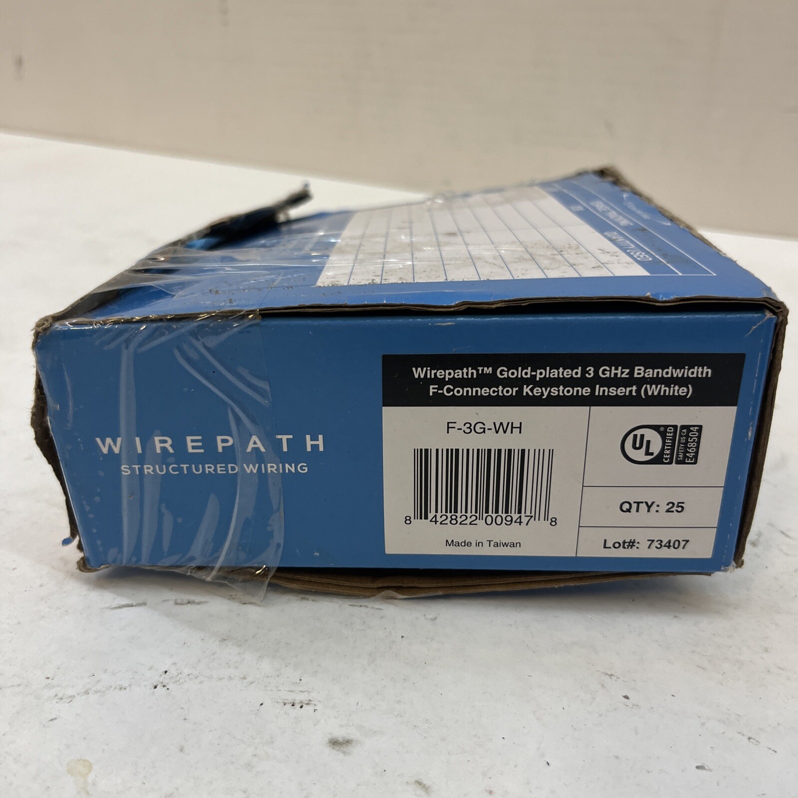 25 Pack Wirepath Gold-plated 3 GHz Bandwidth F-Connector Keystone Insert F-3G-WH