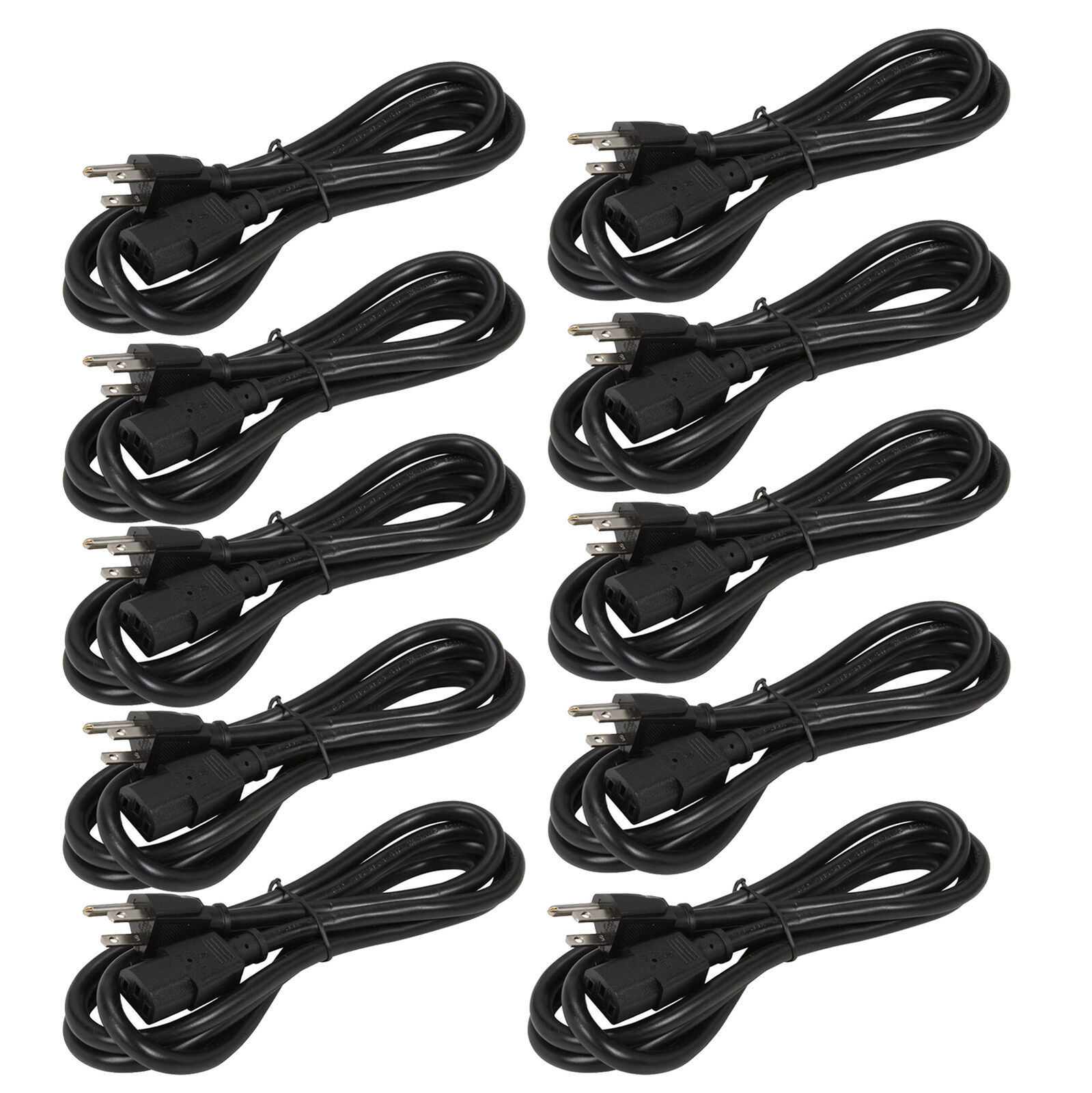 10 pack 6 ft Ballast Computer AC Power Cable 16 AWG 125V Cord PSU Supply 3 prong