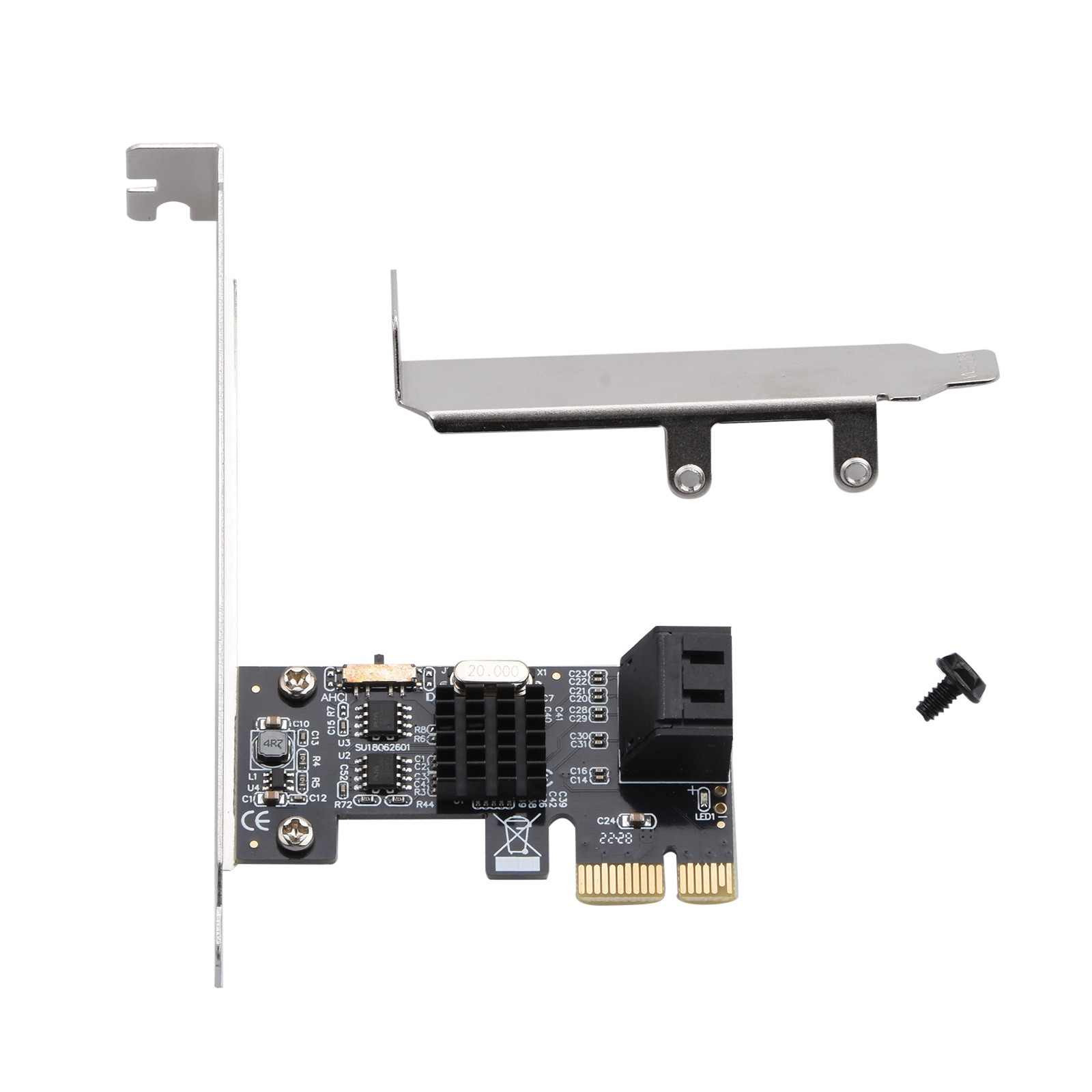 1 Pc PCI Express to SATA3.0 2 Port SATA III Expansion Controller Adapter Card 6G