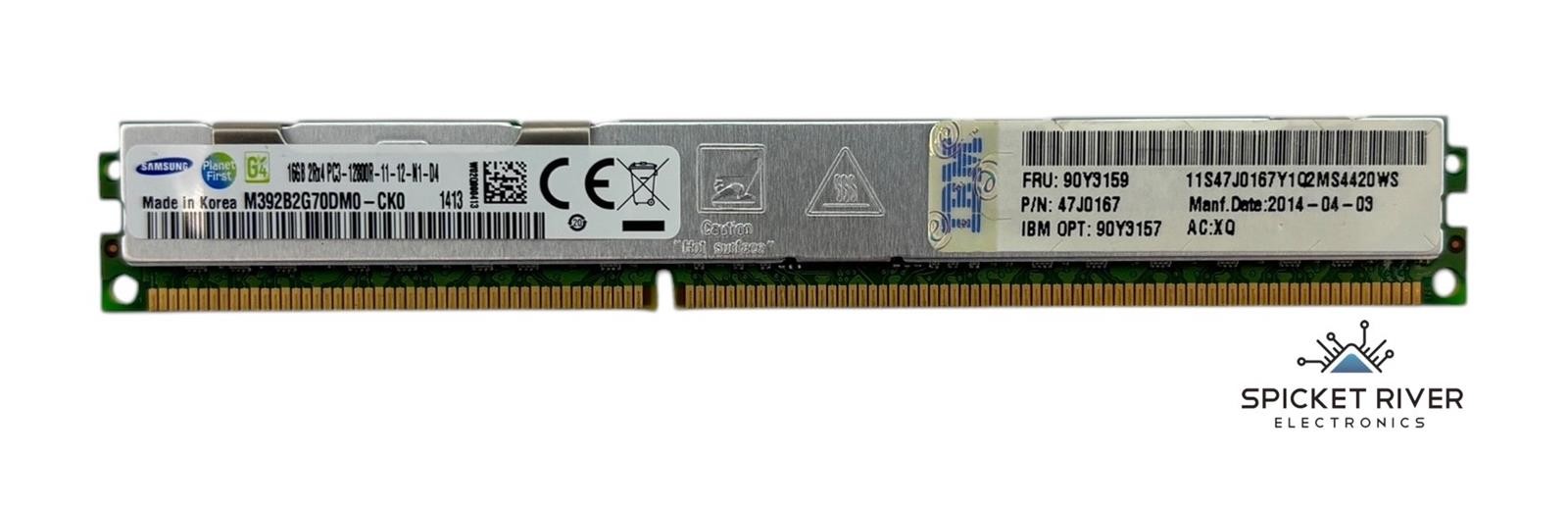 Lot of 8 - Samsung M392B2G70DM0-CK0 16GB 2Rx4 PC3-12800R DDR3 VLP Server Memory
