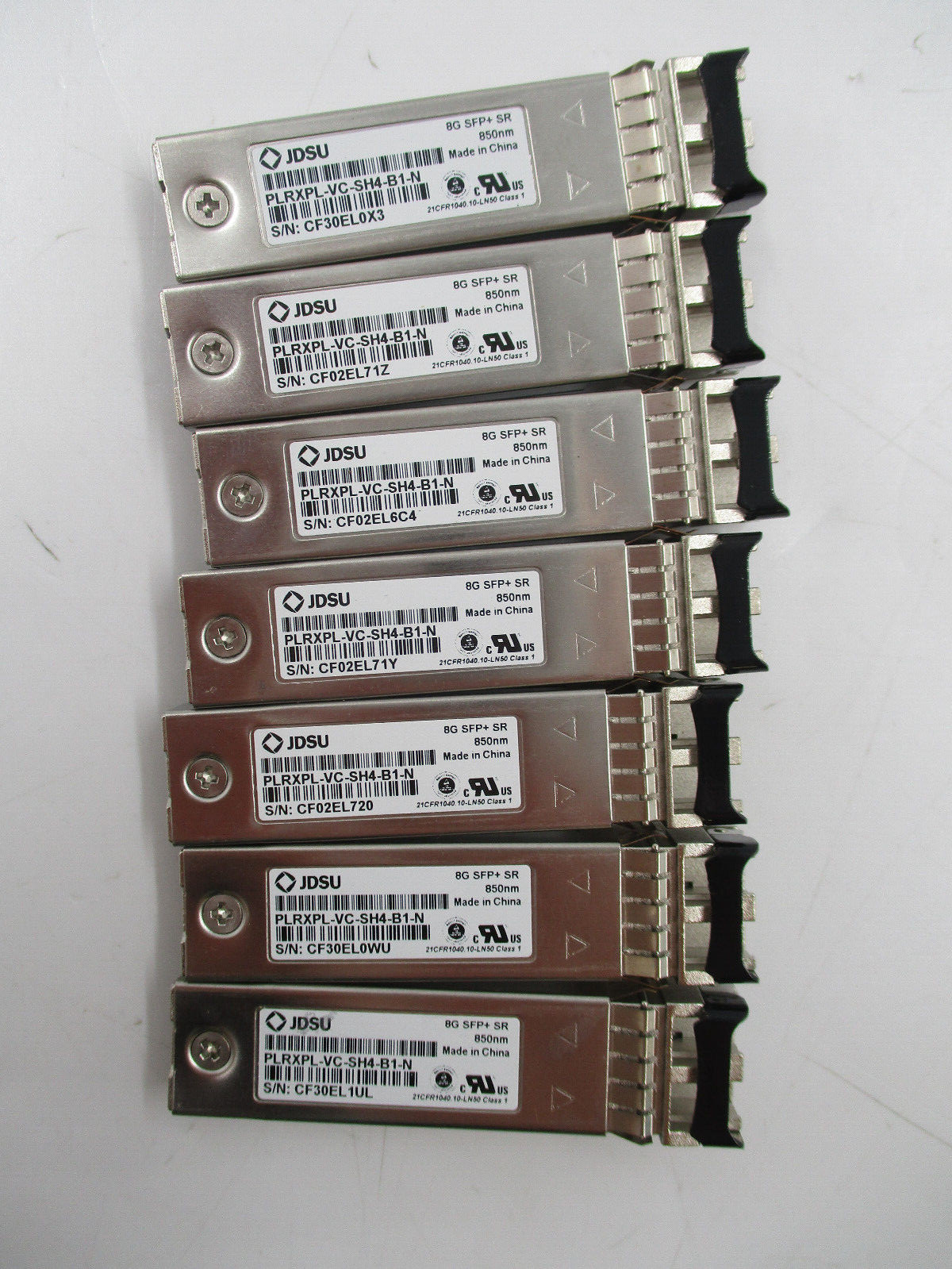 Lot of 7 JDSU 8Gb SFP+ SR 850nm Transceiver Module P/N: PLRXPL-VC-SH4-B1-N