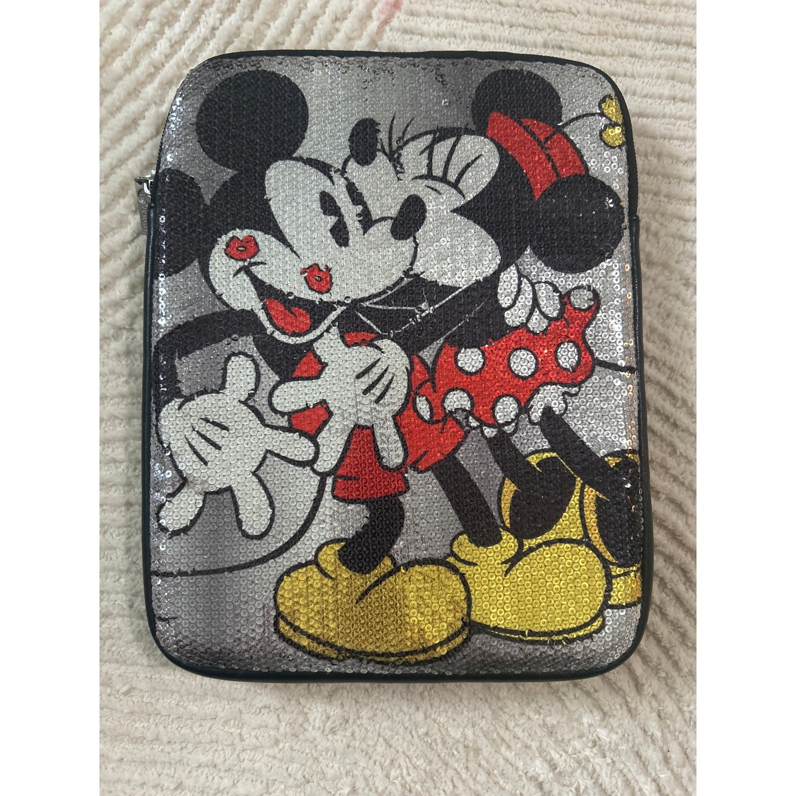Disney Parks D-Tech Mickey & Minnie Mouse Sequin Padded Tablet iPad Sleeve Case