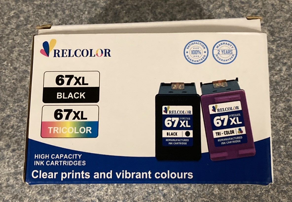 RELCOLOR 67XL 2-Pack Ink Cartridges Black & Tri-Color