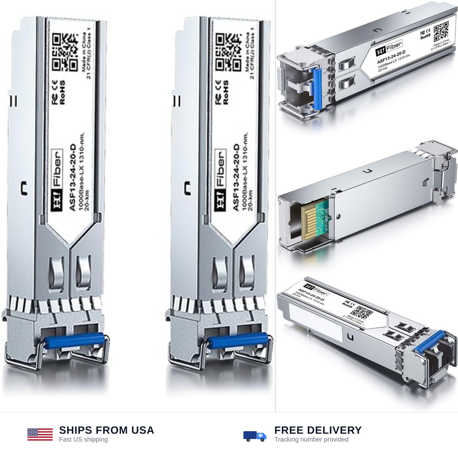HFiber 1.25G Single Mode SFP LC Module, 1000Base-LX/LH Fiber Transceiver for...