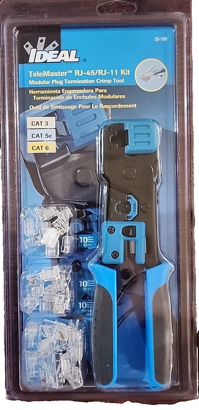 Ideal 33-700 TeleMaster RJ-45/RJ-11 Modular Plug Termination Crimp Tool Kit NEW