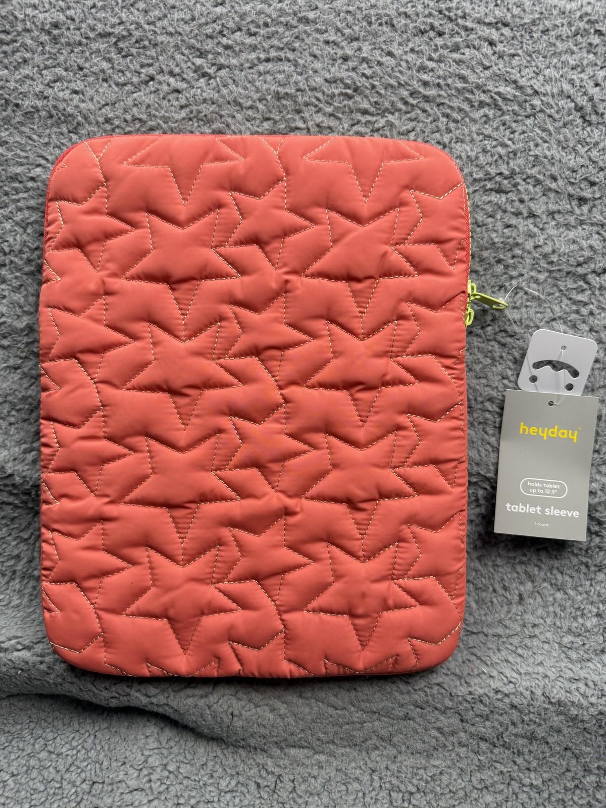 heyday Tablet Sleeve Case Quilted Star Pattern Orange Padded Zip New With Tags