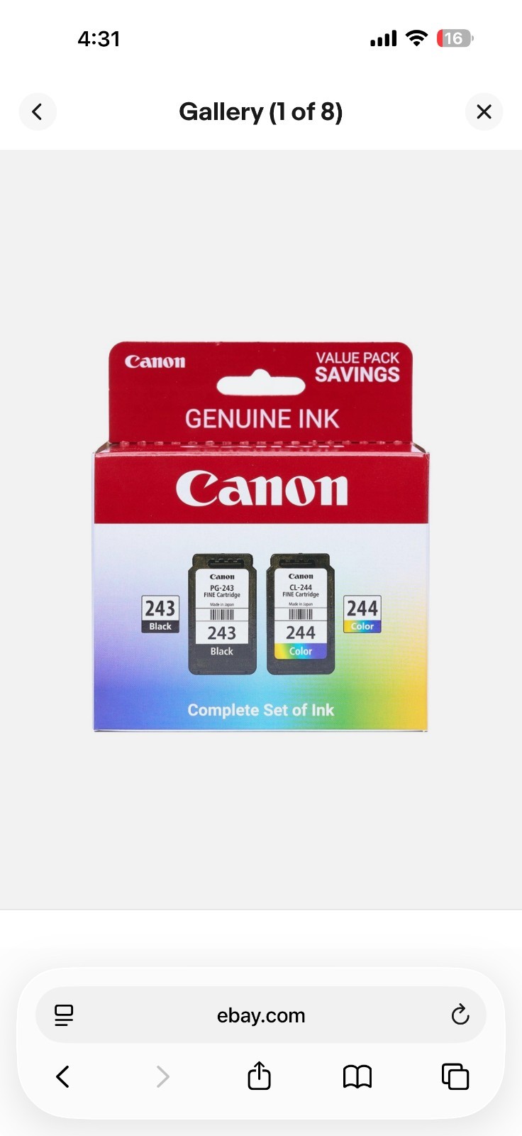 Canon PG-243 / CL-244 Genuine Ink Value