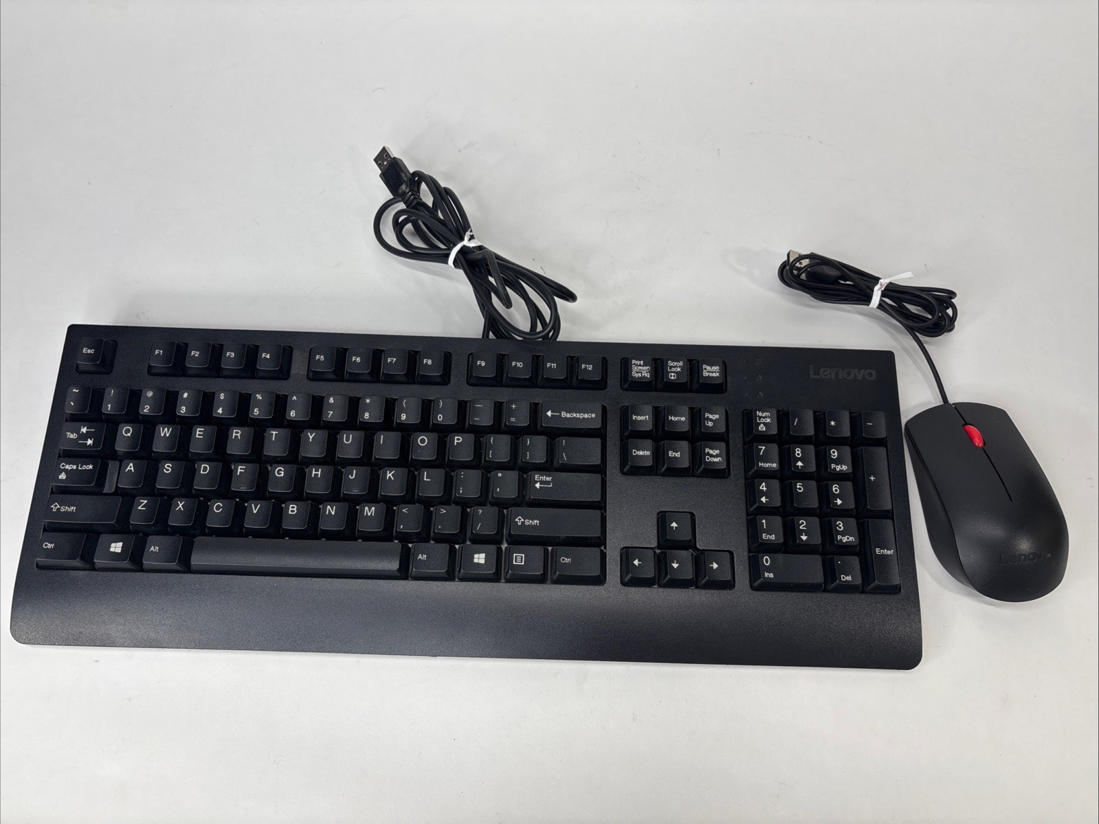 Used Genuine Lenovo Wired USB Keyboard Gen 2 KBBH21 Black w/Mouse
