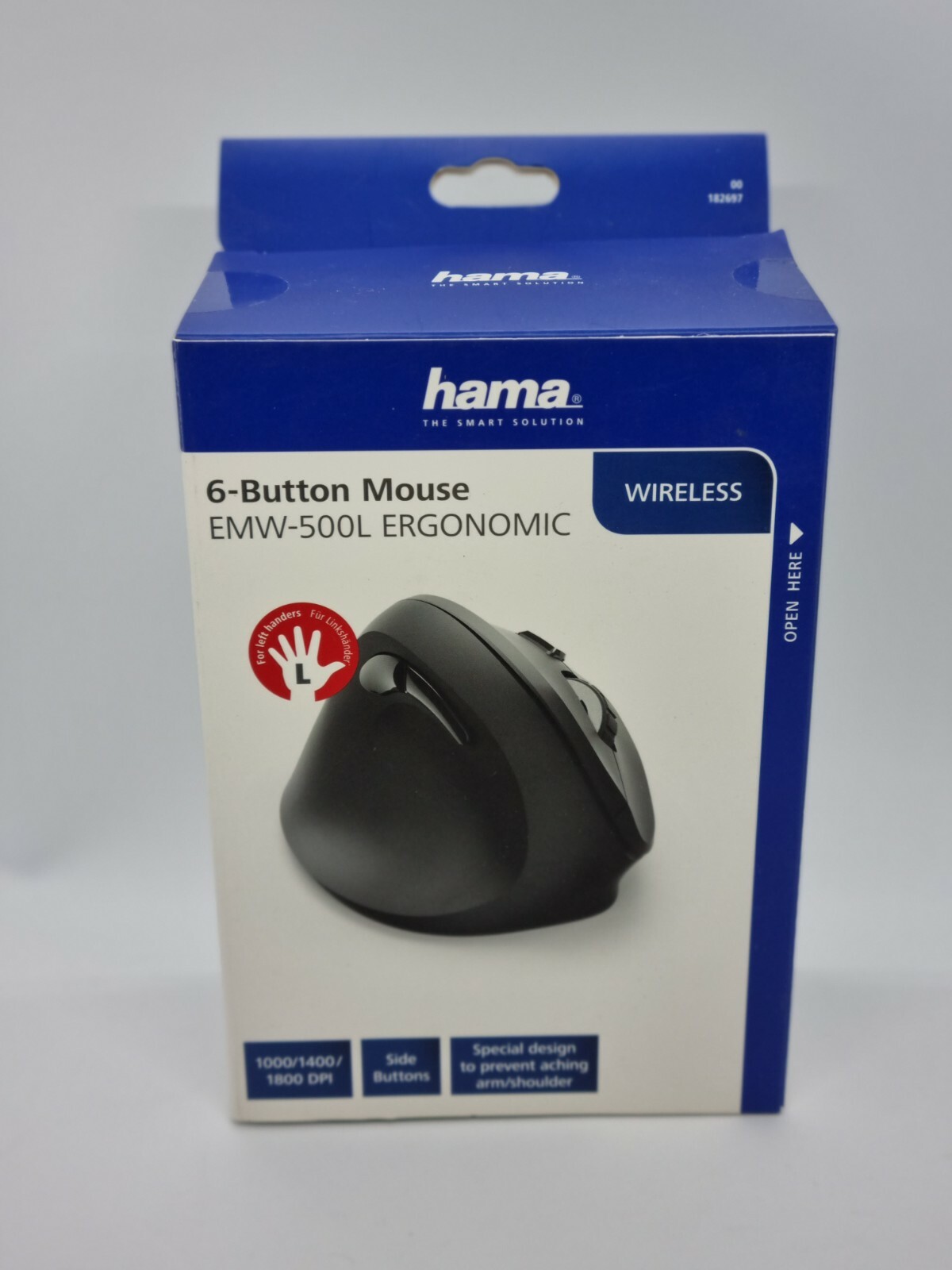 Hama EMW-500L wireless ergonomic mouse optical ergonomic black wireless 