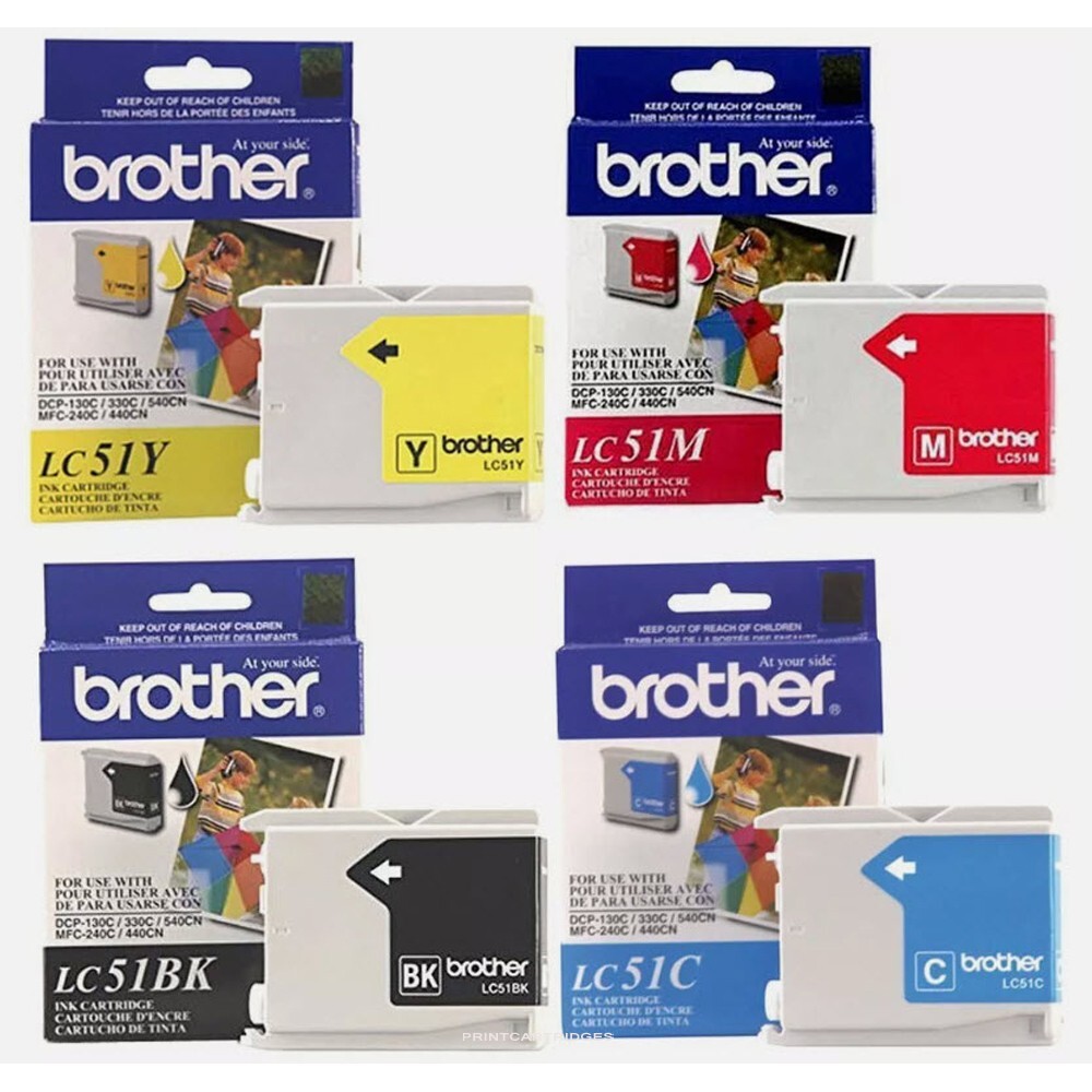 Genuine Brother LC51 Black Color 4PK Ink Cartridges Set
