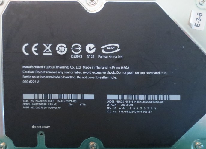 MHZ2160BH FFS G1 CA07018-B68400AP (00810091) 160gb  Sata Laptop Drive