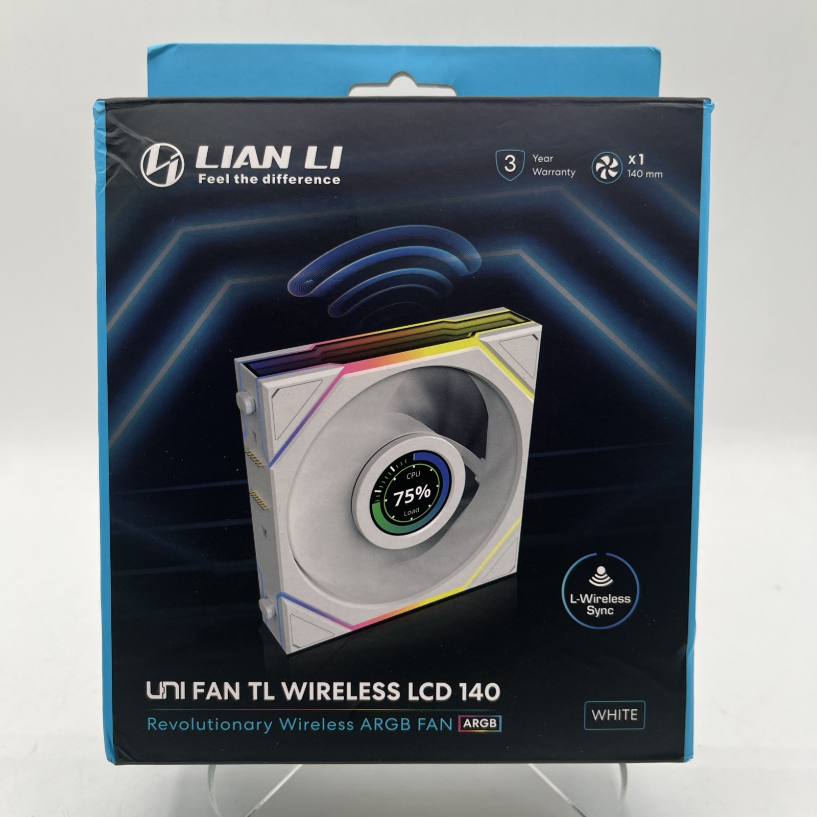 Lian Li UNI Fan TL - LCD Wireless 140 - Single Pack  ARGB Fan White NOT REVERSE