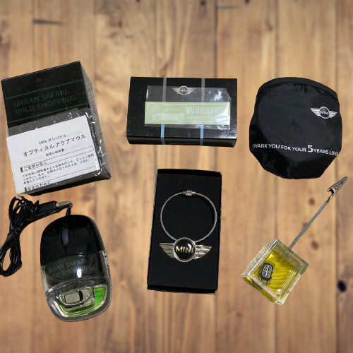 Extremely Rare Japanese Mini Cooper Aqua Computer Mouse etc Set of 4 Car goods