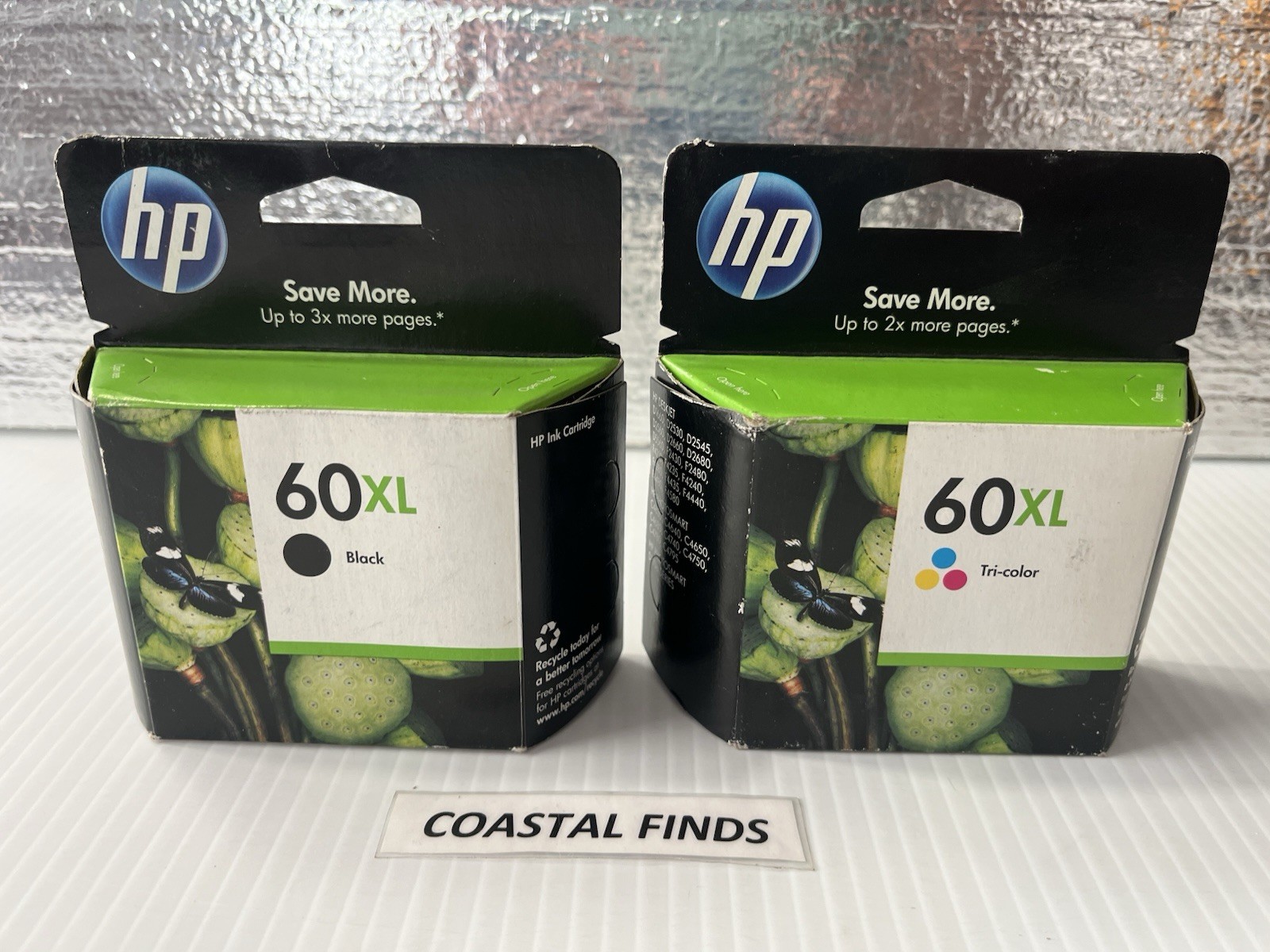 HP 60XL Black Tri-Color HIGH YIELD CC641WN CC644WN OEM NEW Set (2) Expired Date