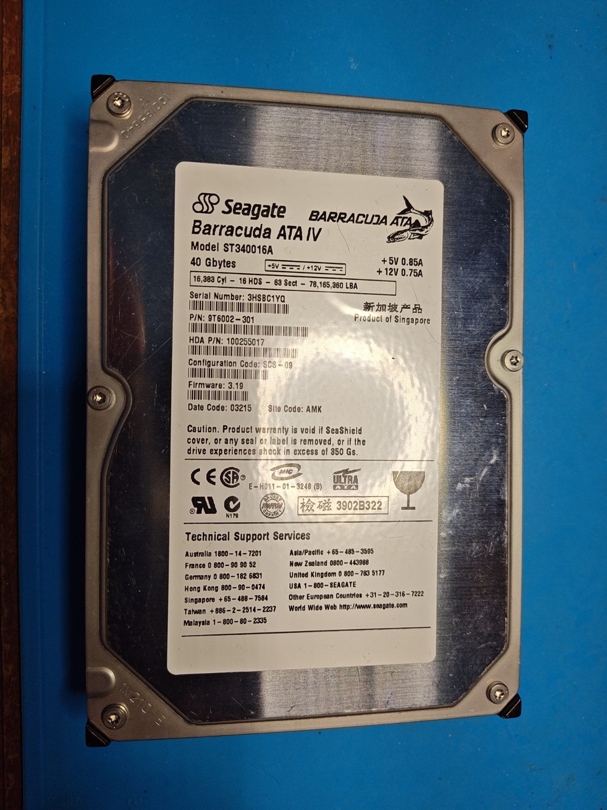 Seagate Barracuda ATA IV 40GB Internal 7200RPM 3.5" (ST340016A) HDD