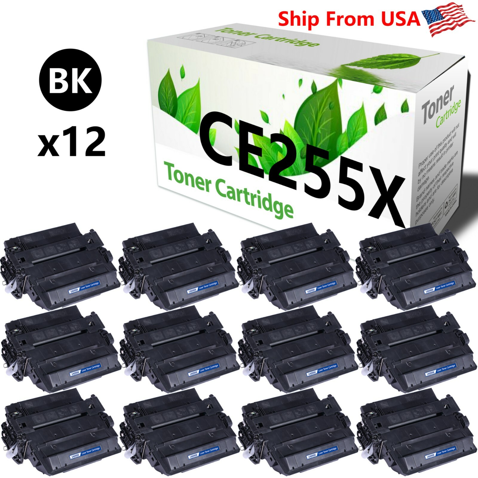 12PK CE255X 255X toner cartridge for Enterprise M521dw P3015d P3011 Printer