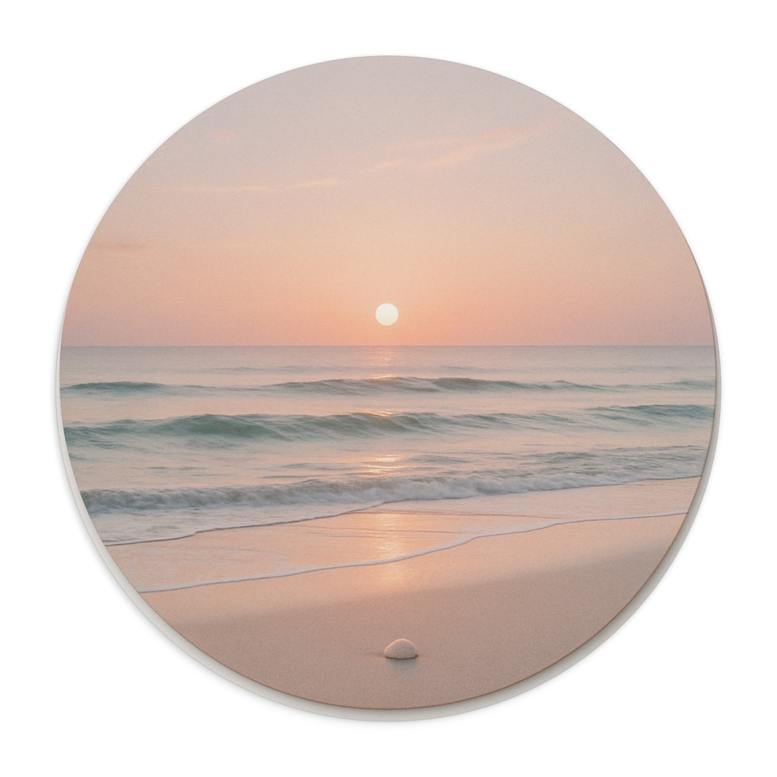 Sunset Beach Seascape Mouse Pad | Round Coastal Ocean Mousepad