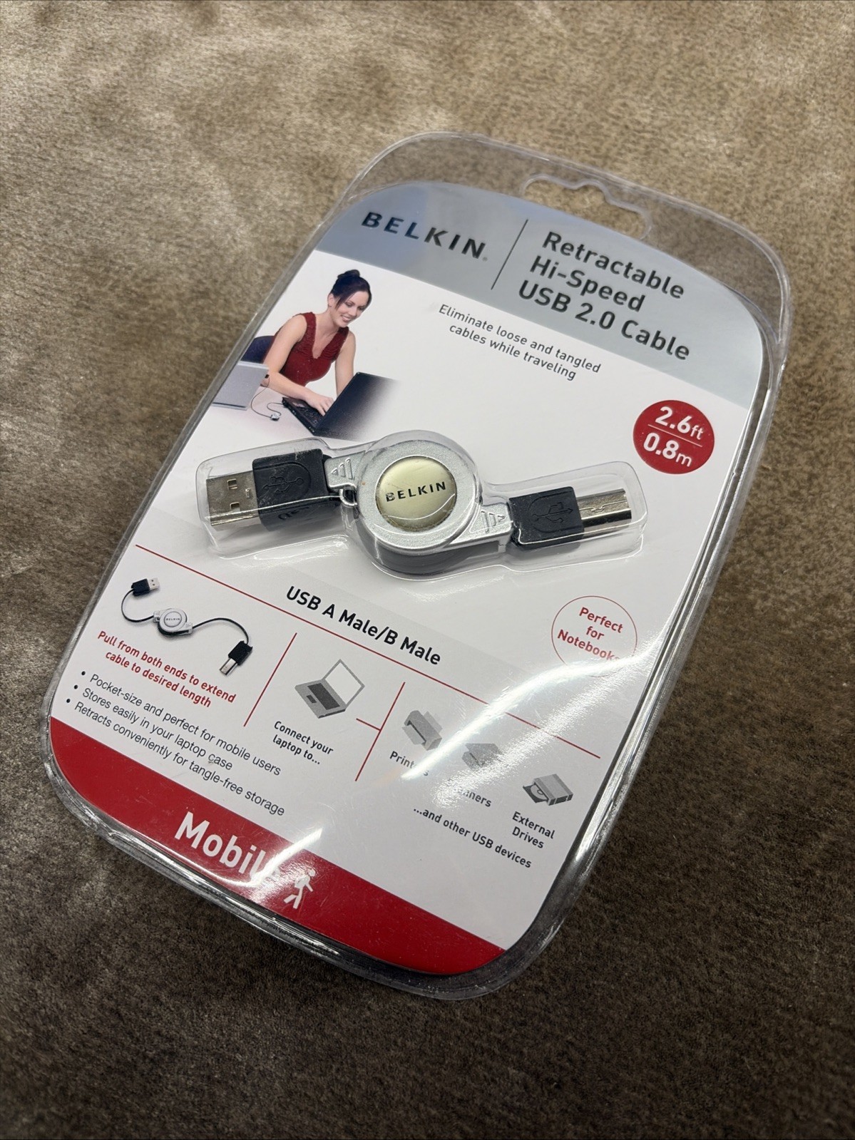 Belkin Retractable Hi-Speed USB 2.0 Cable - New in Package