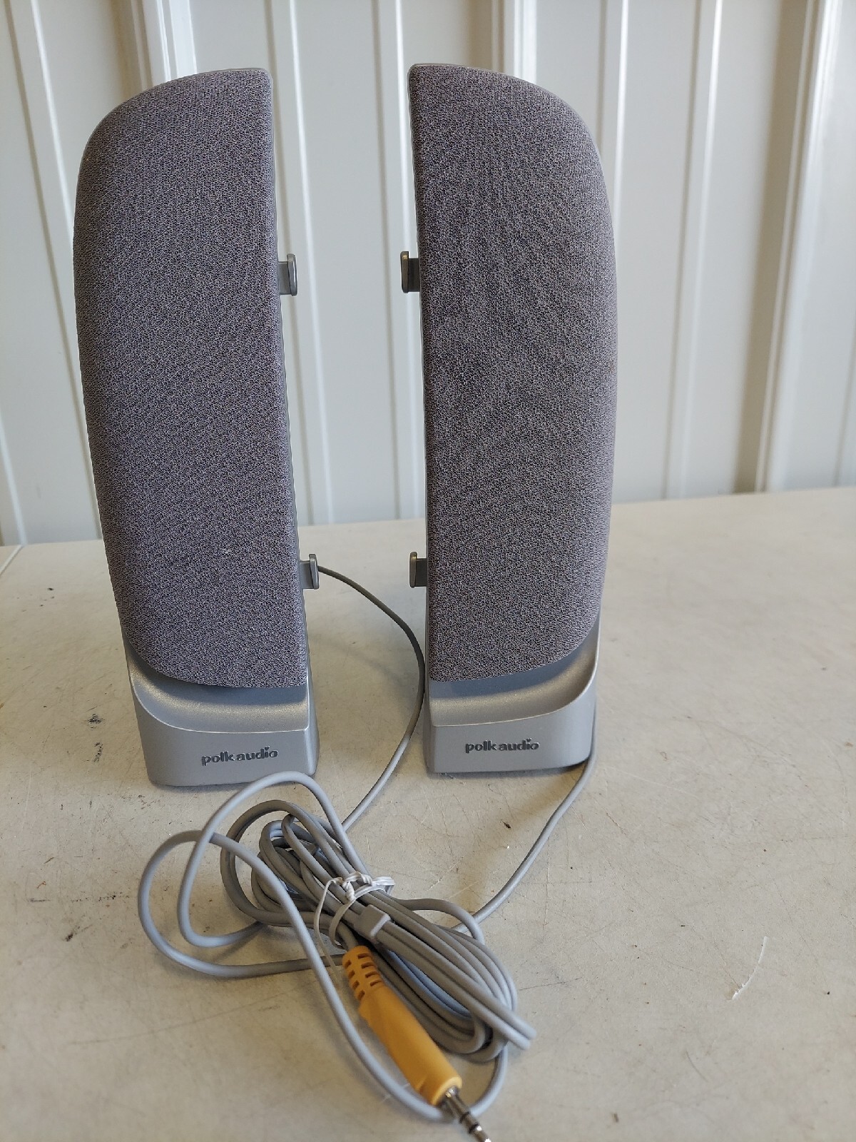 Pair Of Polk Audio N279 Gray Computer Speakers Tested Working #1093