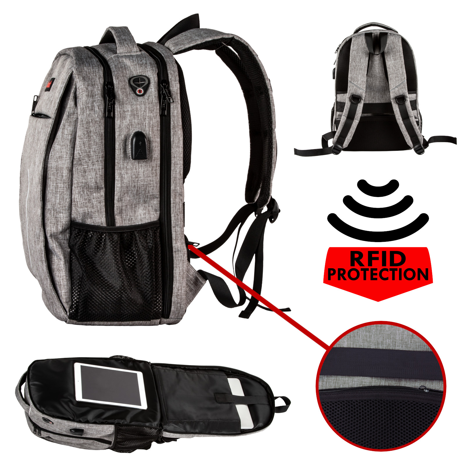 USB Charge Travel Backpack - Anti-Theft, Laptop, Notebook, School & College Bag