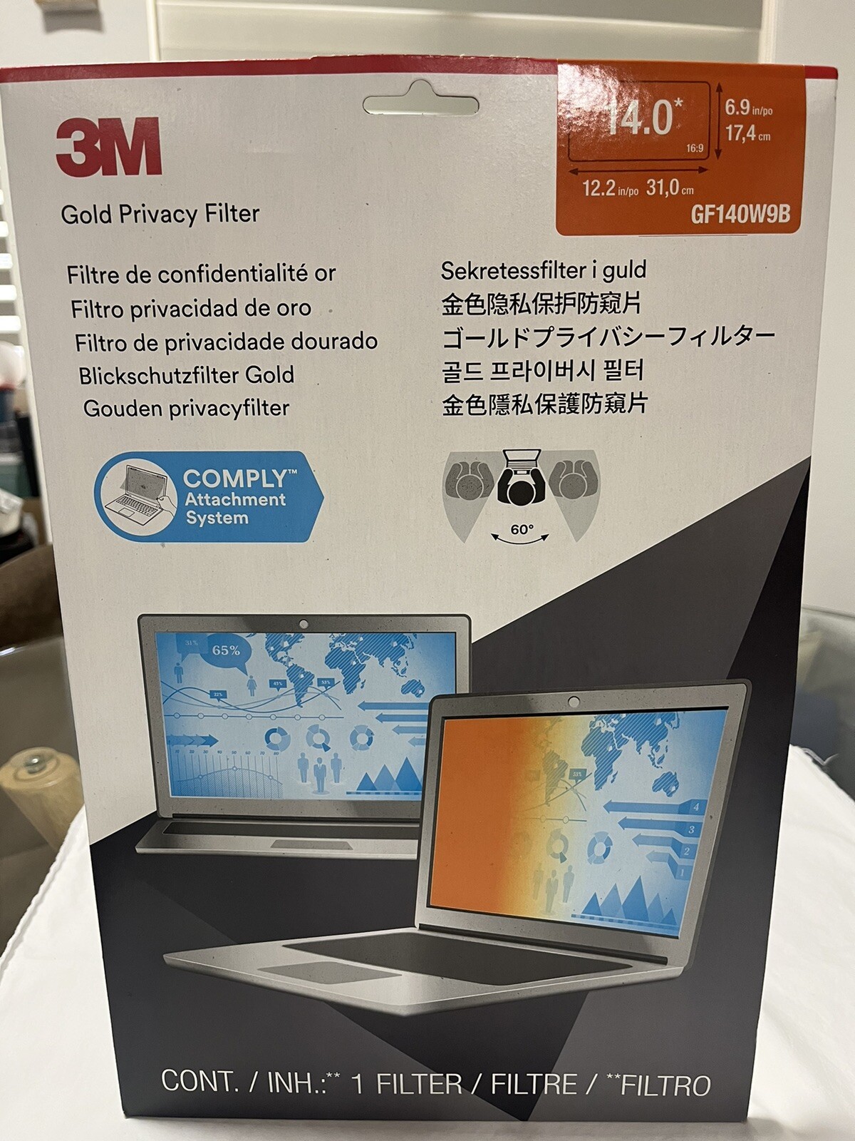 3M Gold Privacy Filter GF140W9B 14” Widescreen 16:9