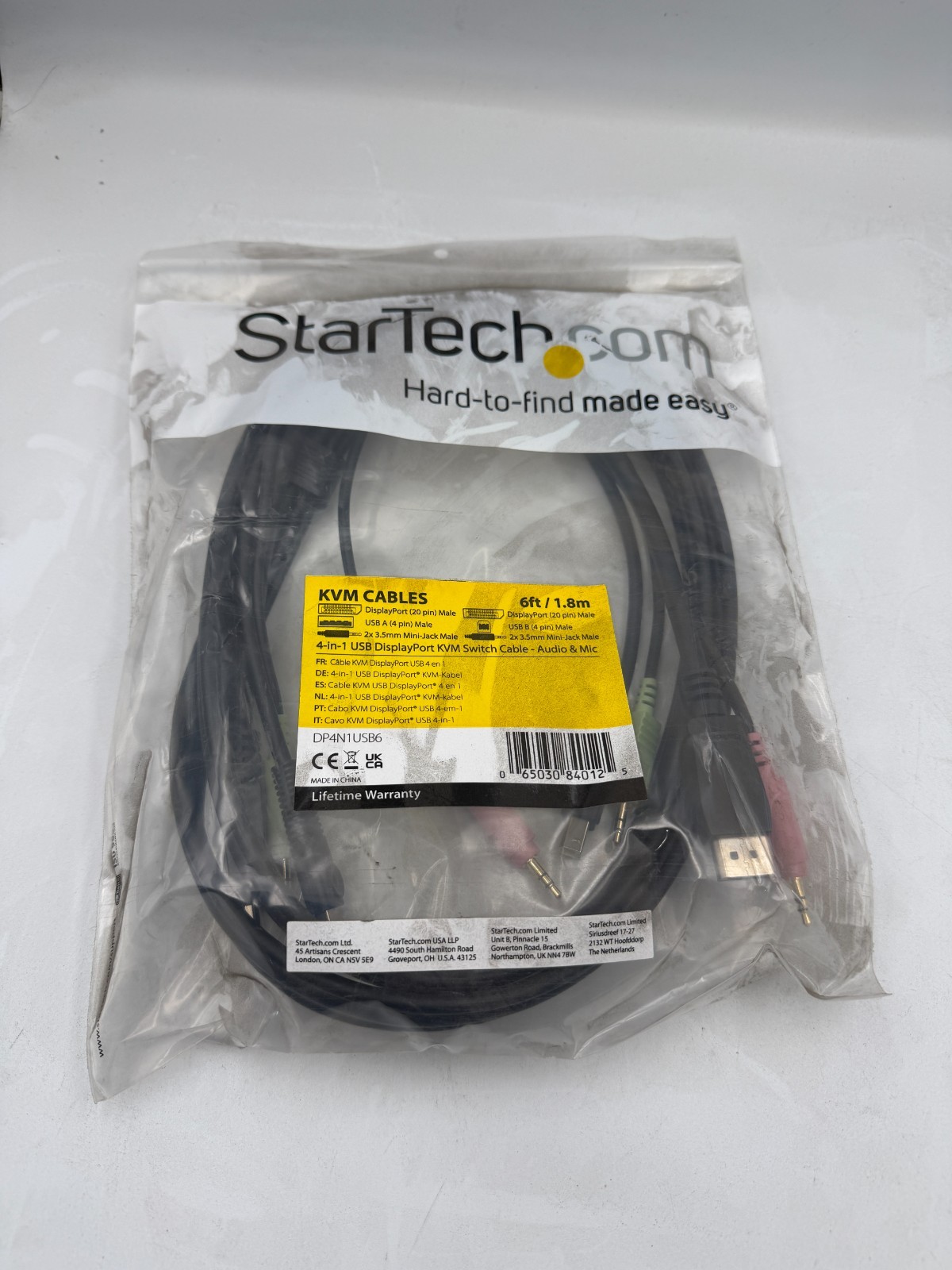 QTY 10 StarTech DP4N1USB6 6ft 4-in-1 USB DisplayPort KVM Switch Cable New SEALED