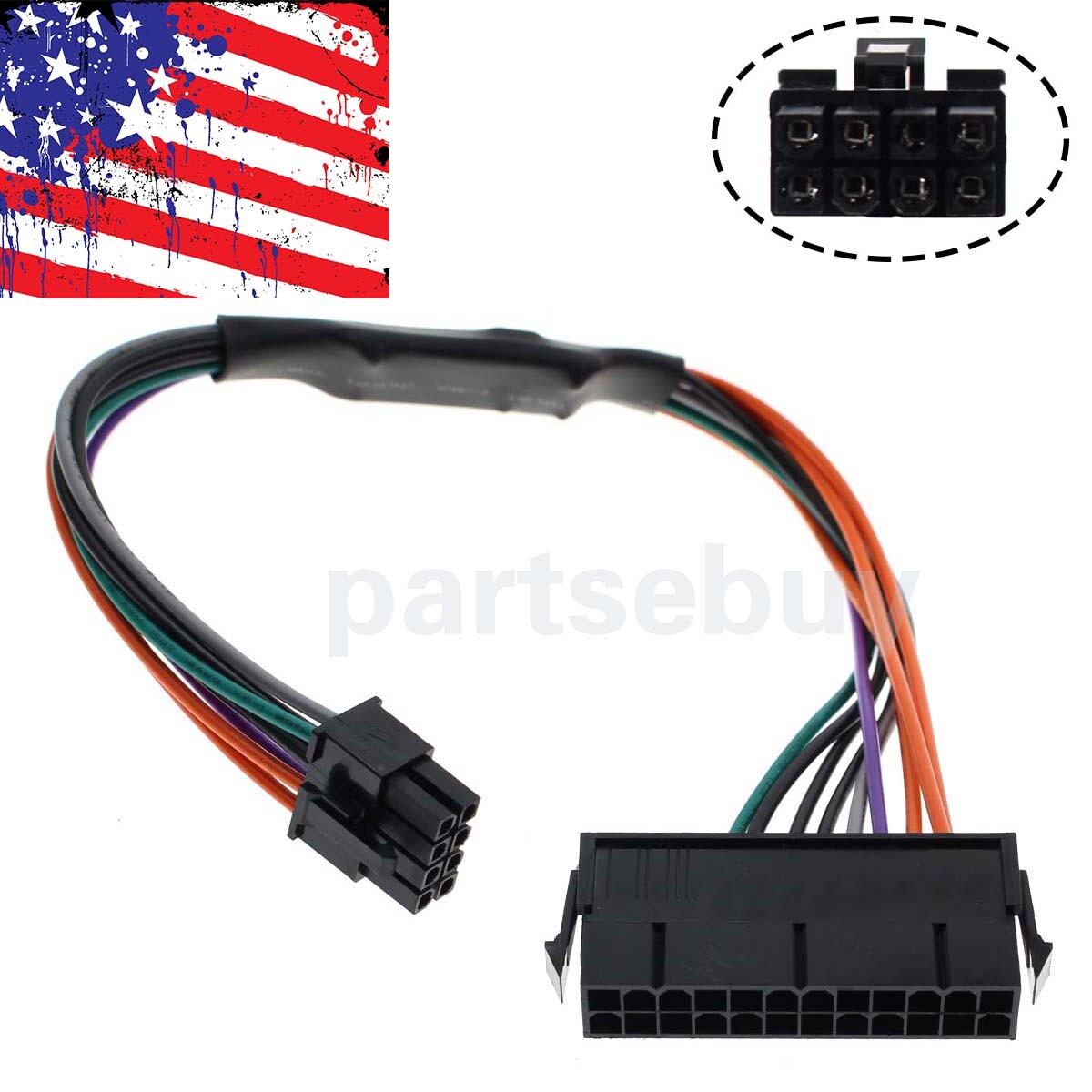 18AWG ATX 24-Pin to 8-Pin Power Supply Adapter Cable For Dell Optiplex Computers