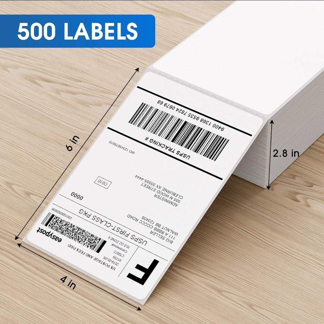 4x6 Thermal Shipping Labels for Small Business Packages, 1 Pack 500 sheets 