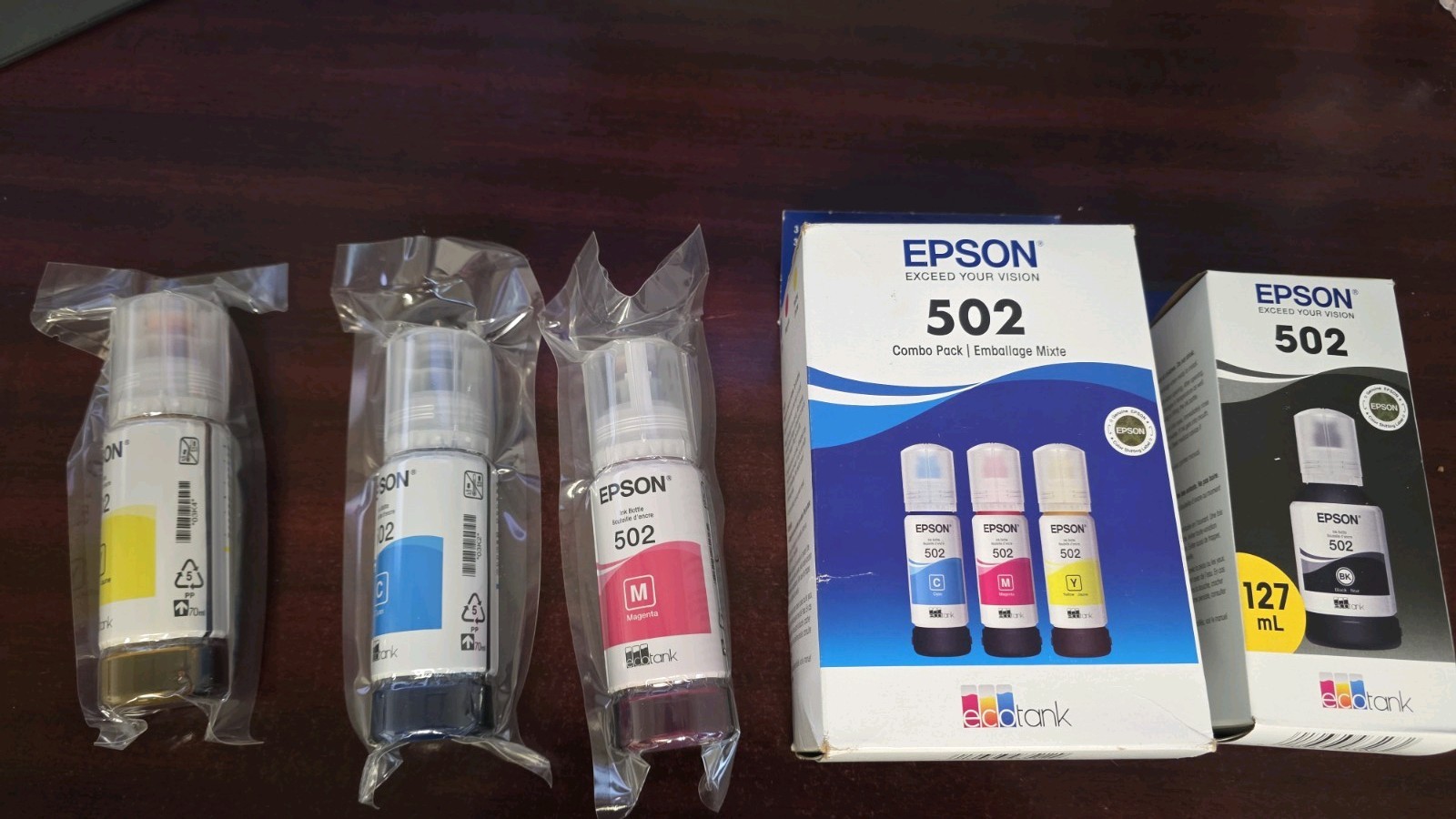 EPSON INK TANK LOT 502 Ink EcoTank ET-2850 ET-3830 ET-2988 ET-2760 ET3760 4PK