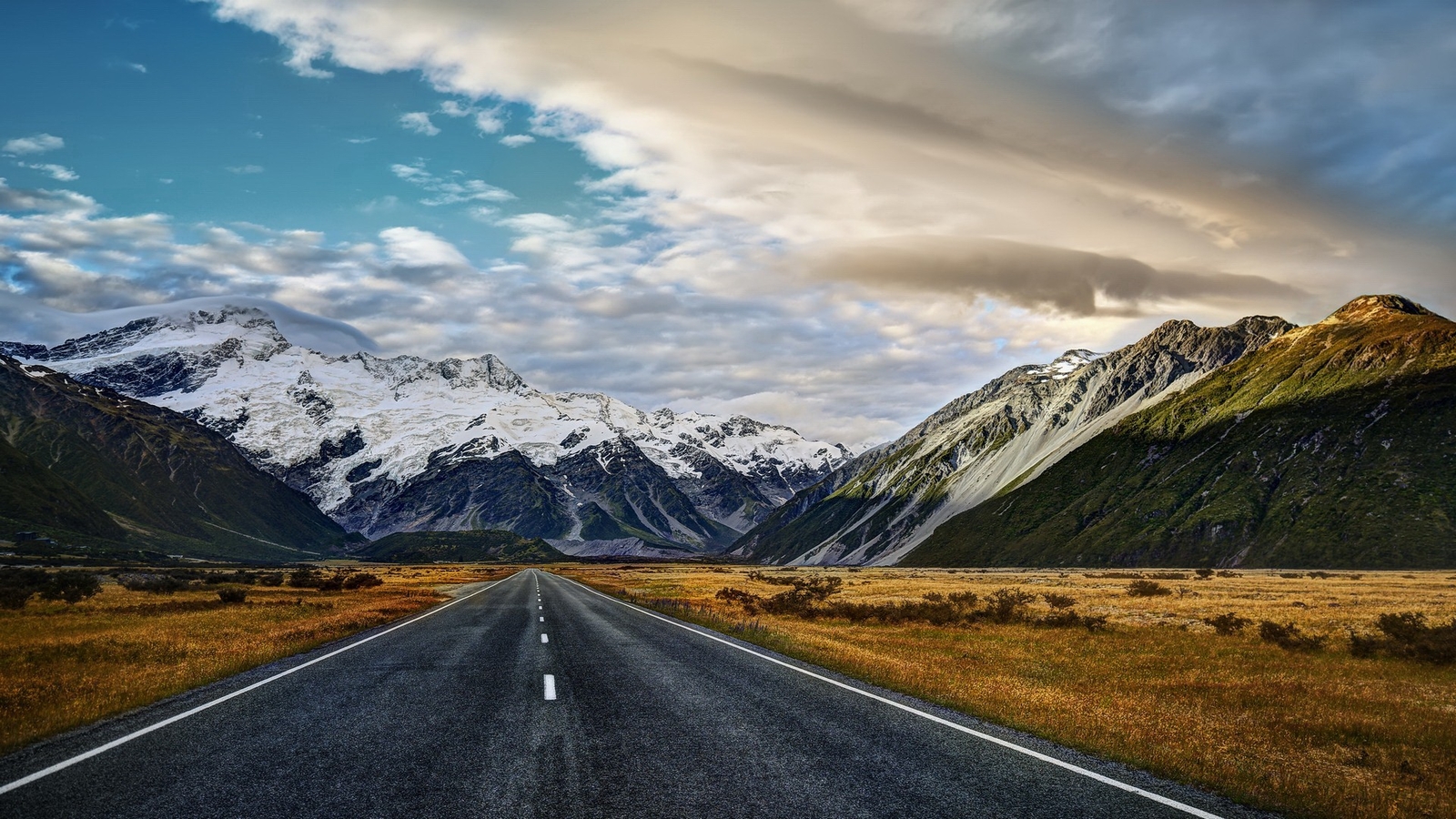 Landscape road mountains snowy mountain valley mount Custom Gaming Mat Desk