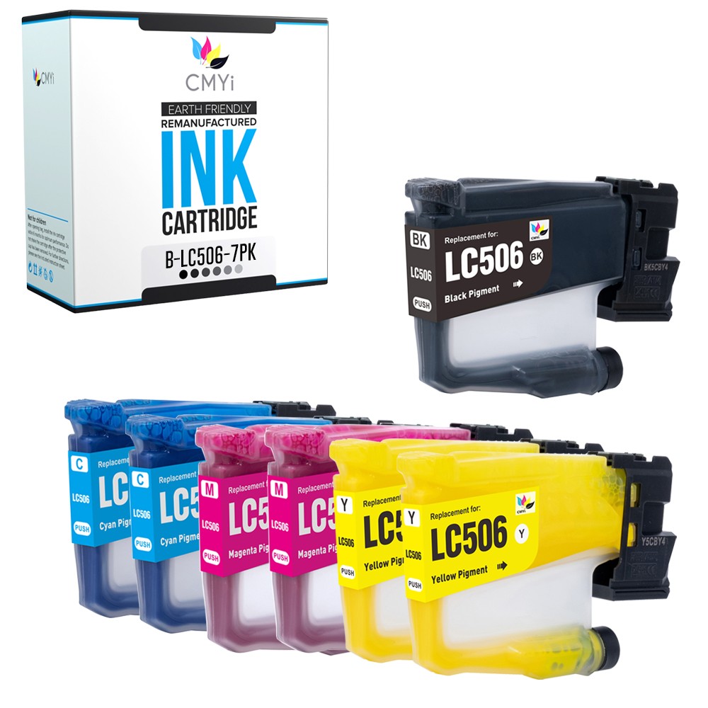 7-Pack Compatible CMYi LC506 Ink Cartridge fits Brother MFC-J4355DW, J4555DW
