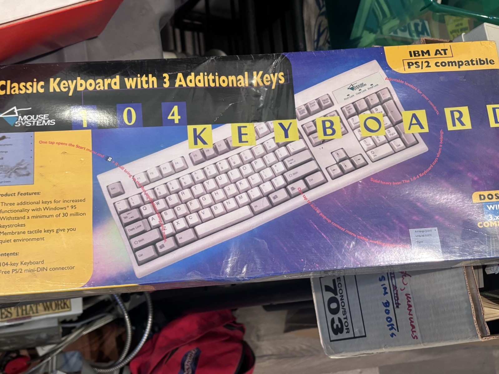 Mouse Systems Classic 104 Keyboard New Open Box IBM AT PS/2 DOS W95