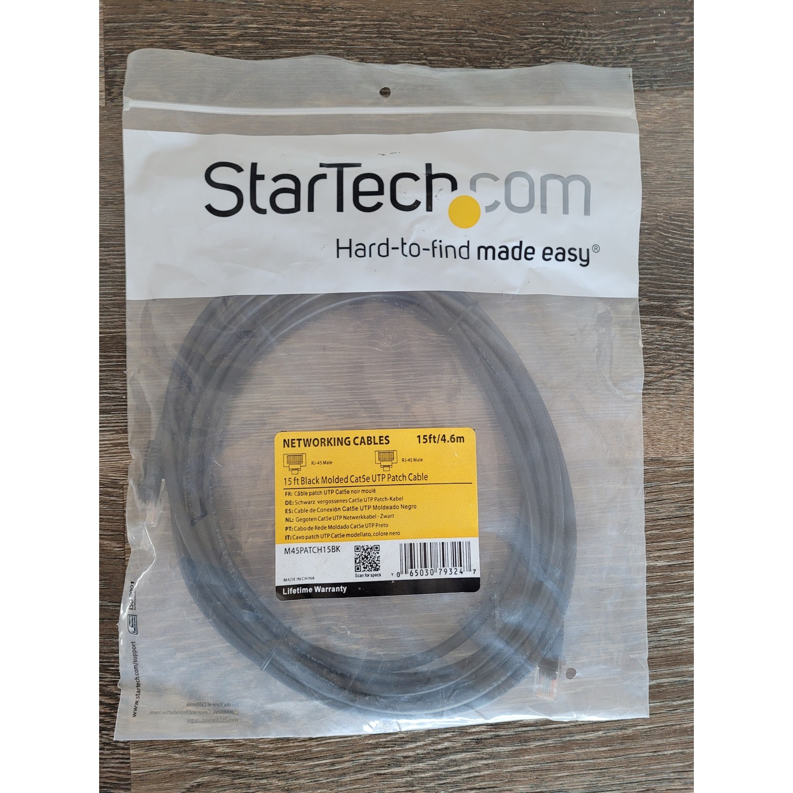 StarTech.com 15ft Black Molded Cat5e UTP Patch Cable - Networking Cables