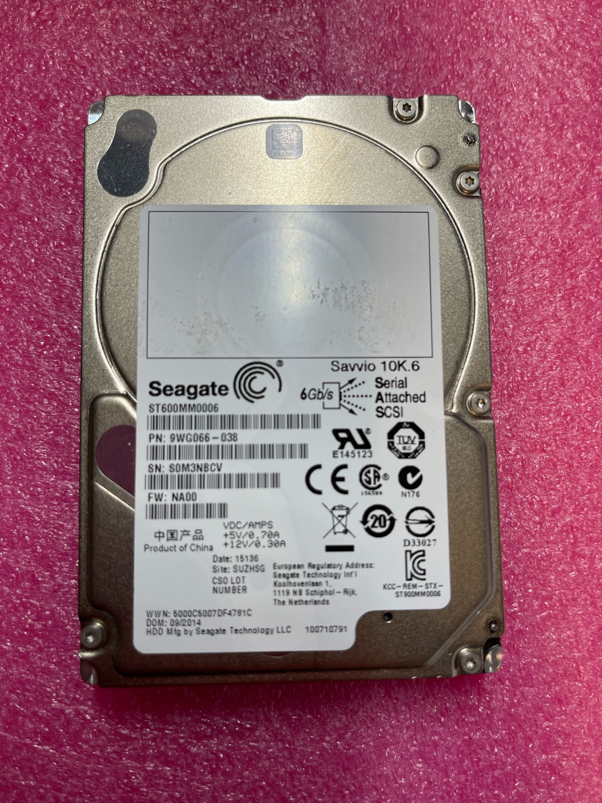 Seagate ST600MM0006 600GB 10K 6Gb/s SAS 2.5in Enterprise Internal HDD 9WG066