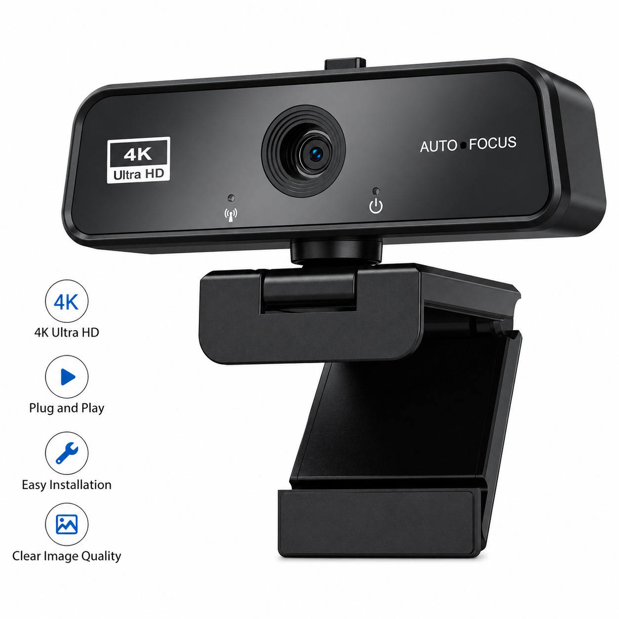 4K UHD Webcam USB for PC Autofocus Web Camera w Microphone with Privacy cover
