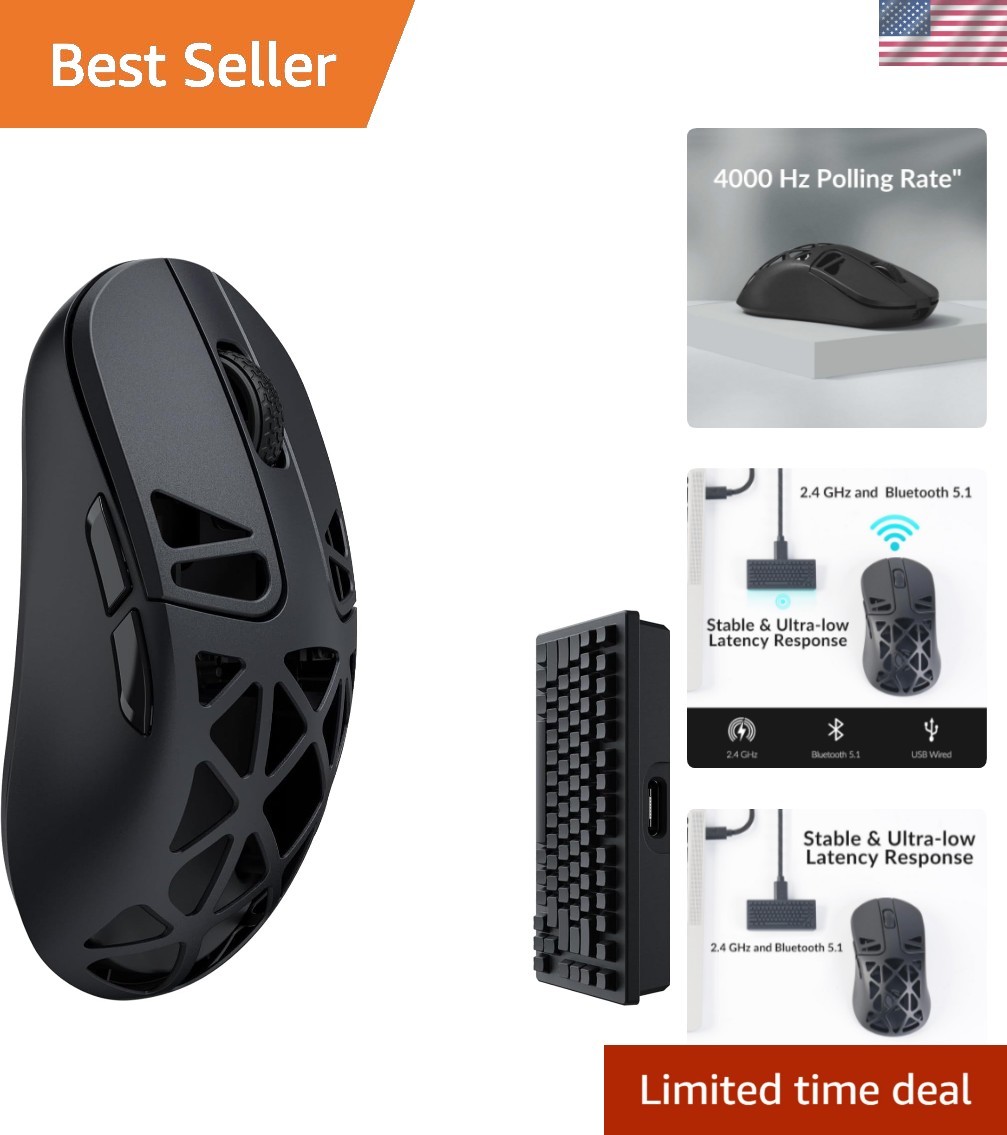 M3 Mini 4K Wireless Bluetooth 5.1/2.4 GHz/Wired Optical Mouse, Ultra-Lightwei...