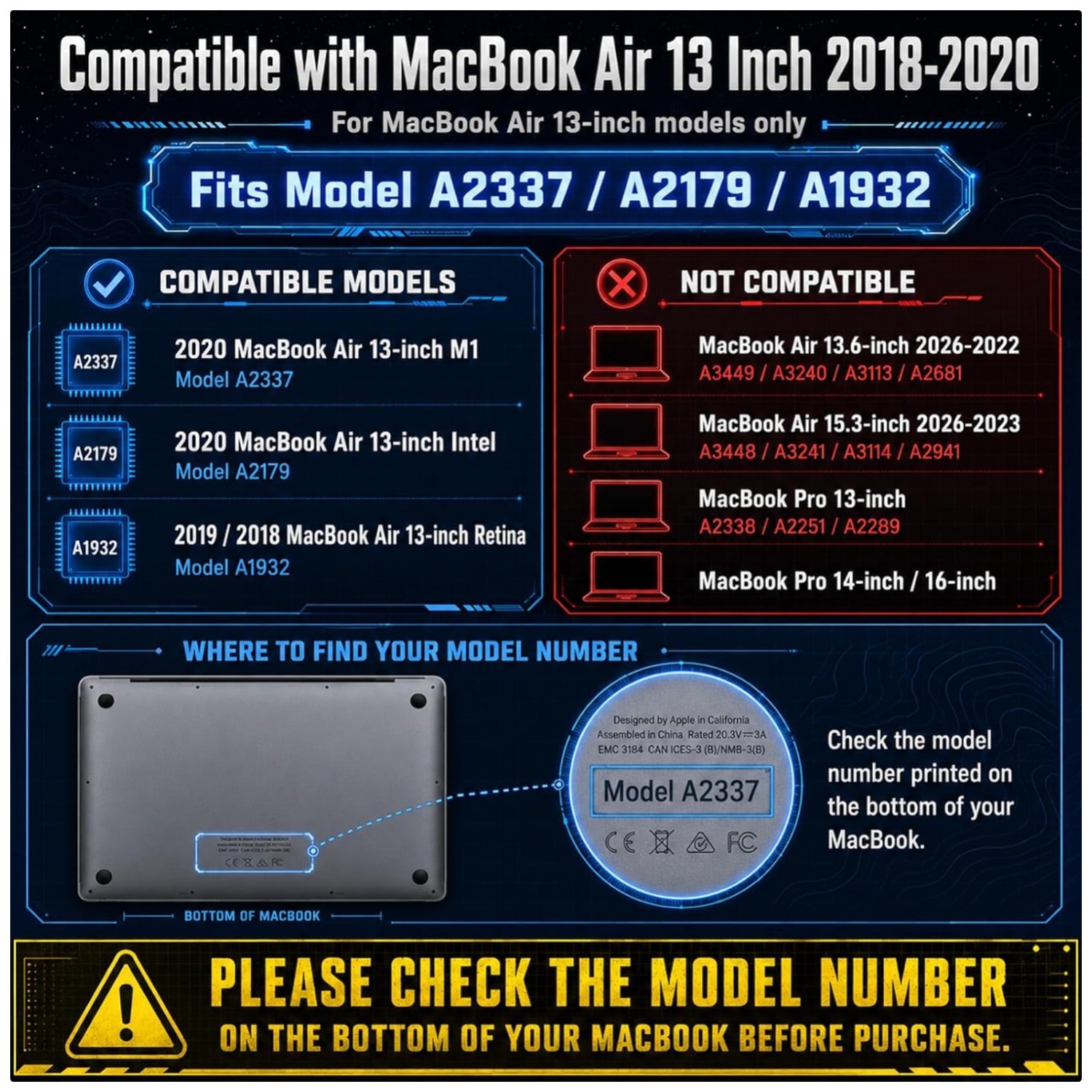 Military-Grade Hybrid Armor Case for MacBook Air 13 Inch