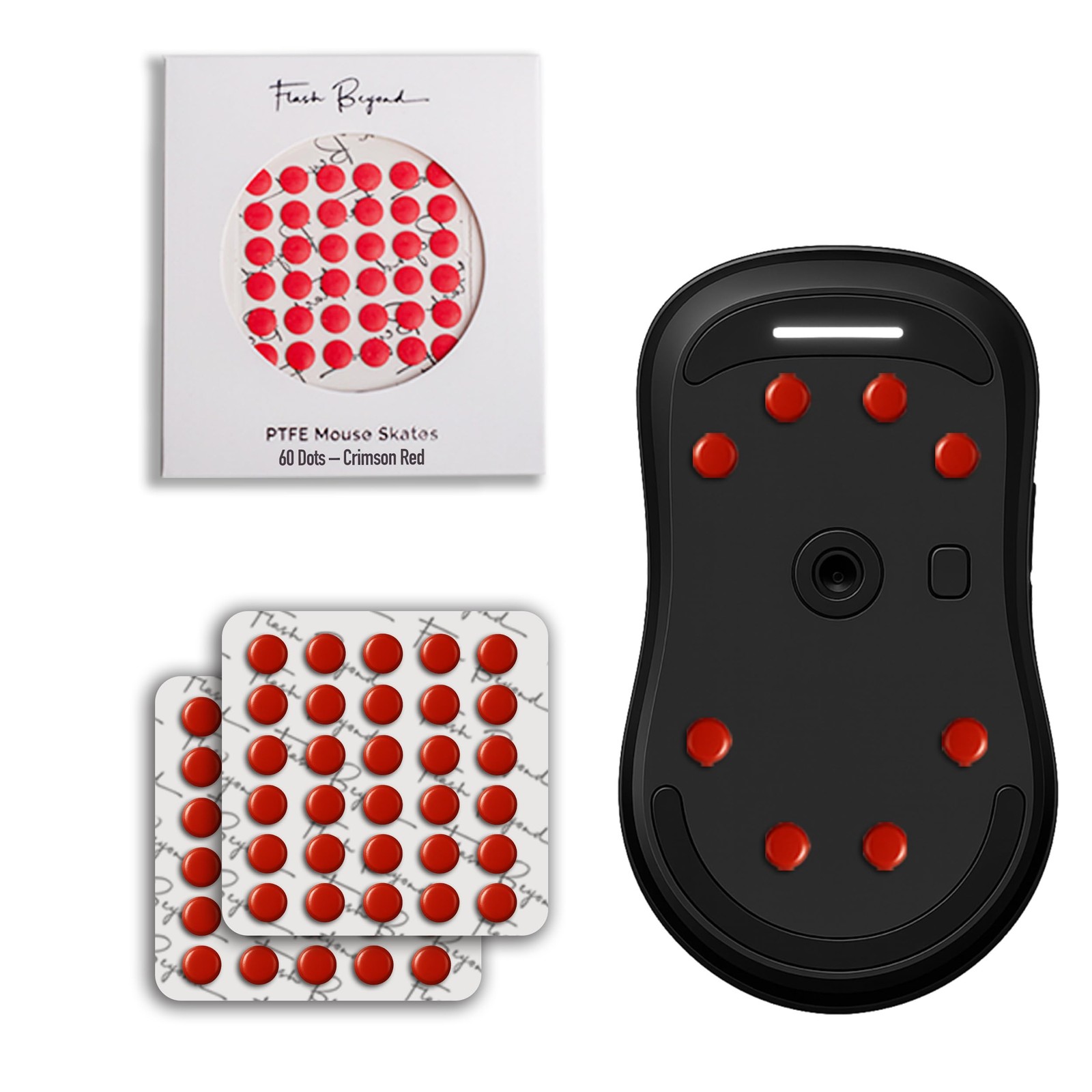 flash Beyond 60 Dot Mouse Skates for Glass Mousepad | Premium PTFE | Red