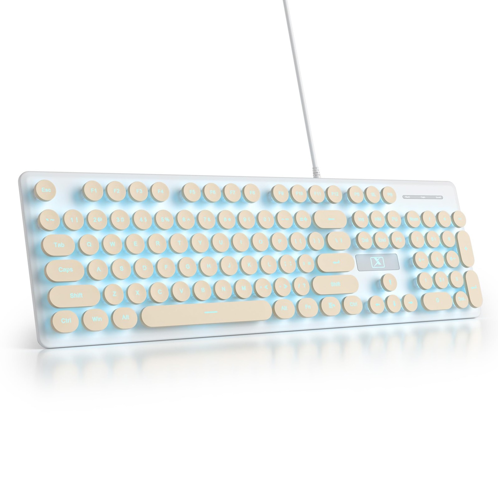 Pink Retro Punk Keyboard 104Key Round Keycap LED White Backlit Silent
