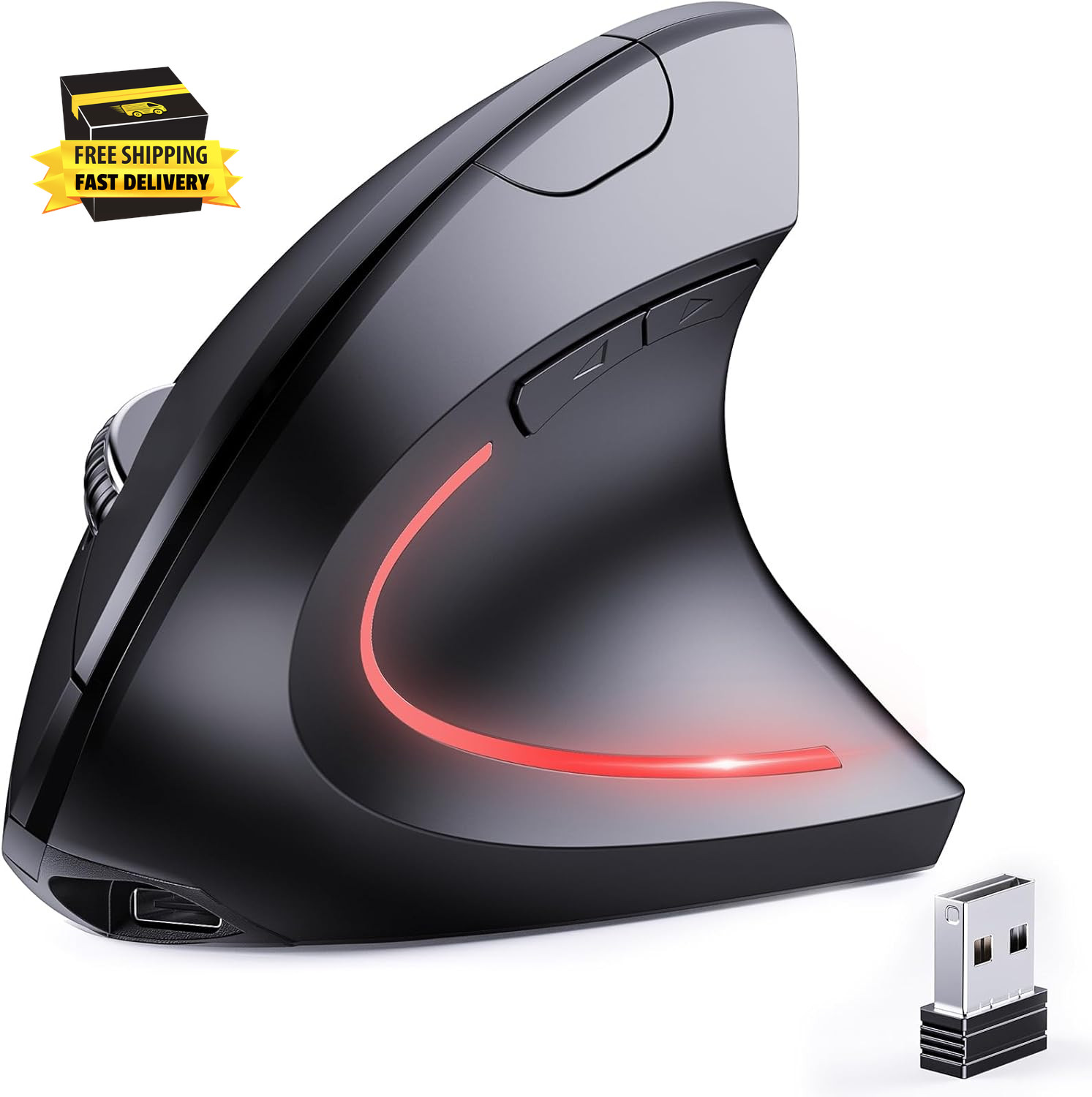 Bluetooth and 2.4G (2-In-1) Rechargeable Wireless Mouse, Ergonomic Vertical Desi