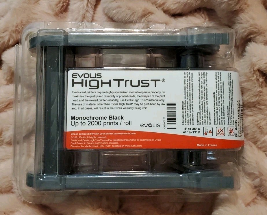 Evolis High Trust Monochrome Black 2000 Prints Roll RCT023NAA