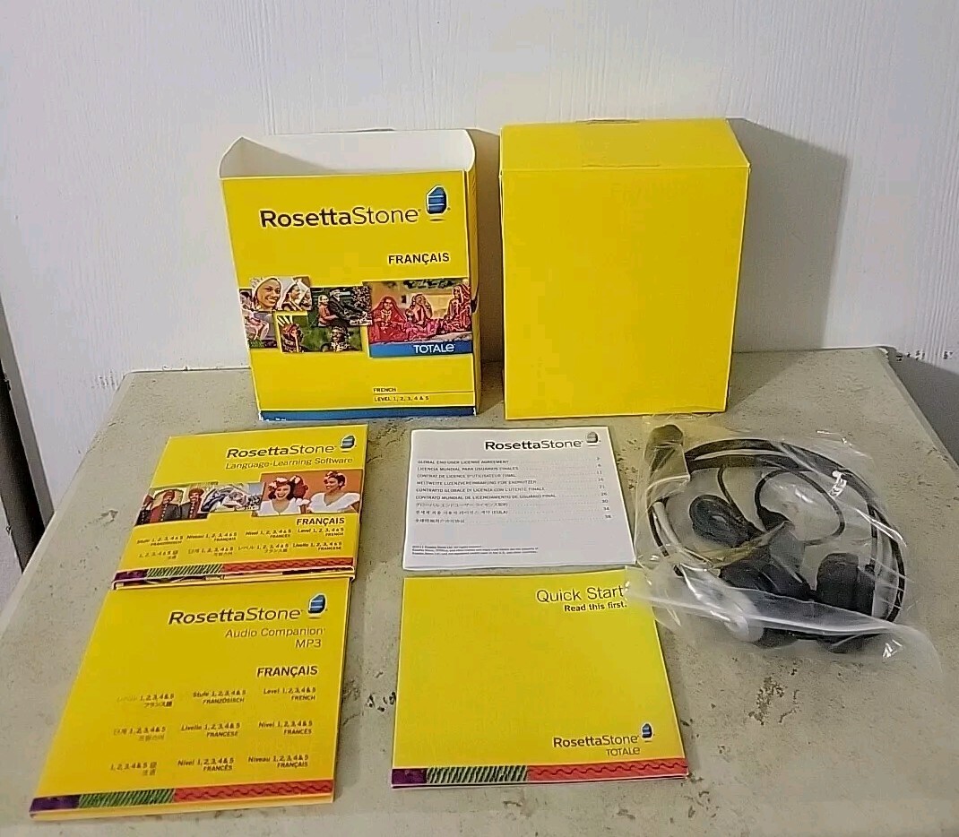Rosetta Stone French Francais TOTALE  Level 1 thru 5 -Headphones